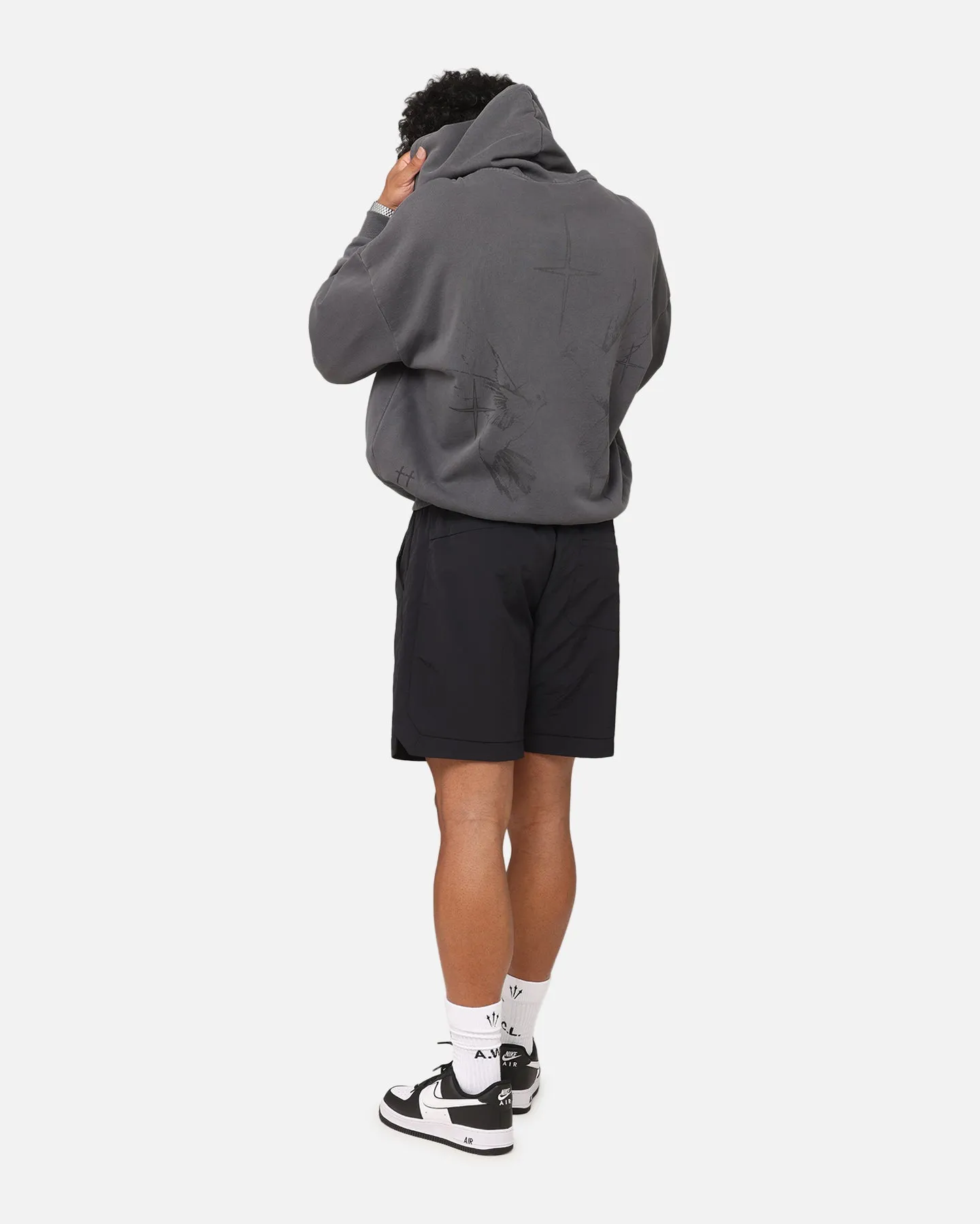 Eco Certified Cotton Blend Water Resistant Saint Morta Destiny Rising Boxy Hoodie Washed Black