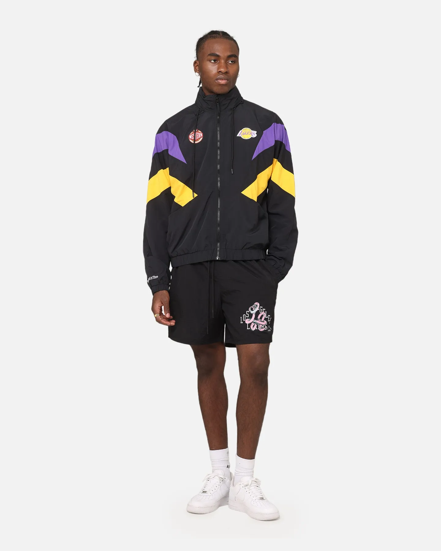 Mitchell & Ness Los Angeles Lakers Spray Jacket Black/Purple/Yellow Heat Sealed Seams