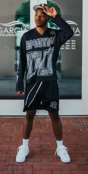 MIXED EMOTION- BLACK 'Lightning' Shorts Matte Tone Chic Jacket