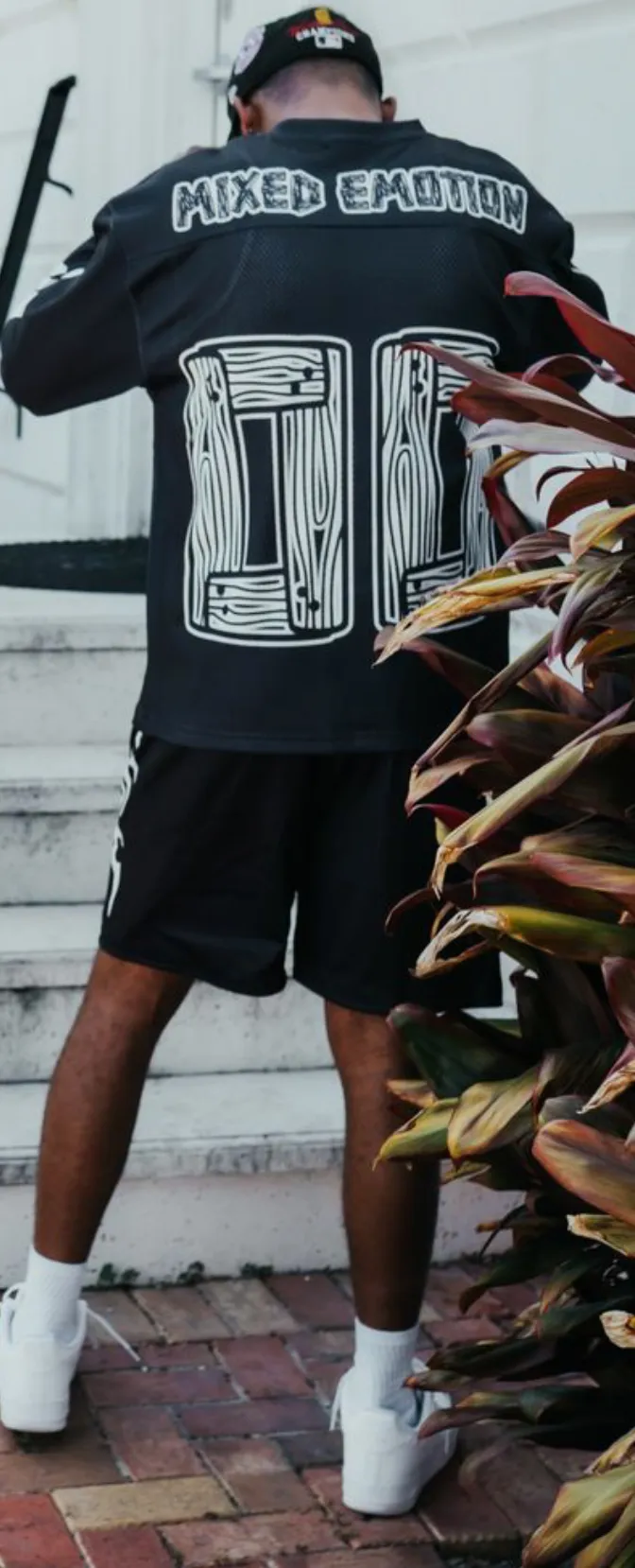 ZeroWasteProduction Cool Hooded Jacket MIXED EMOTION- BLACK 'Lightning' Shorts