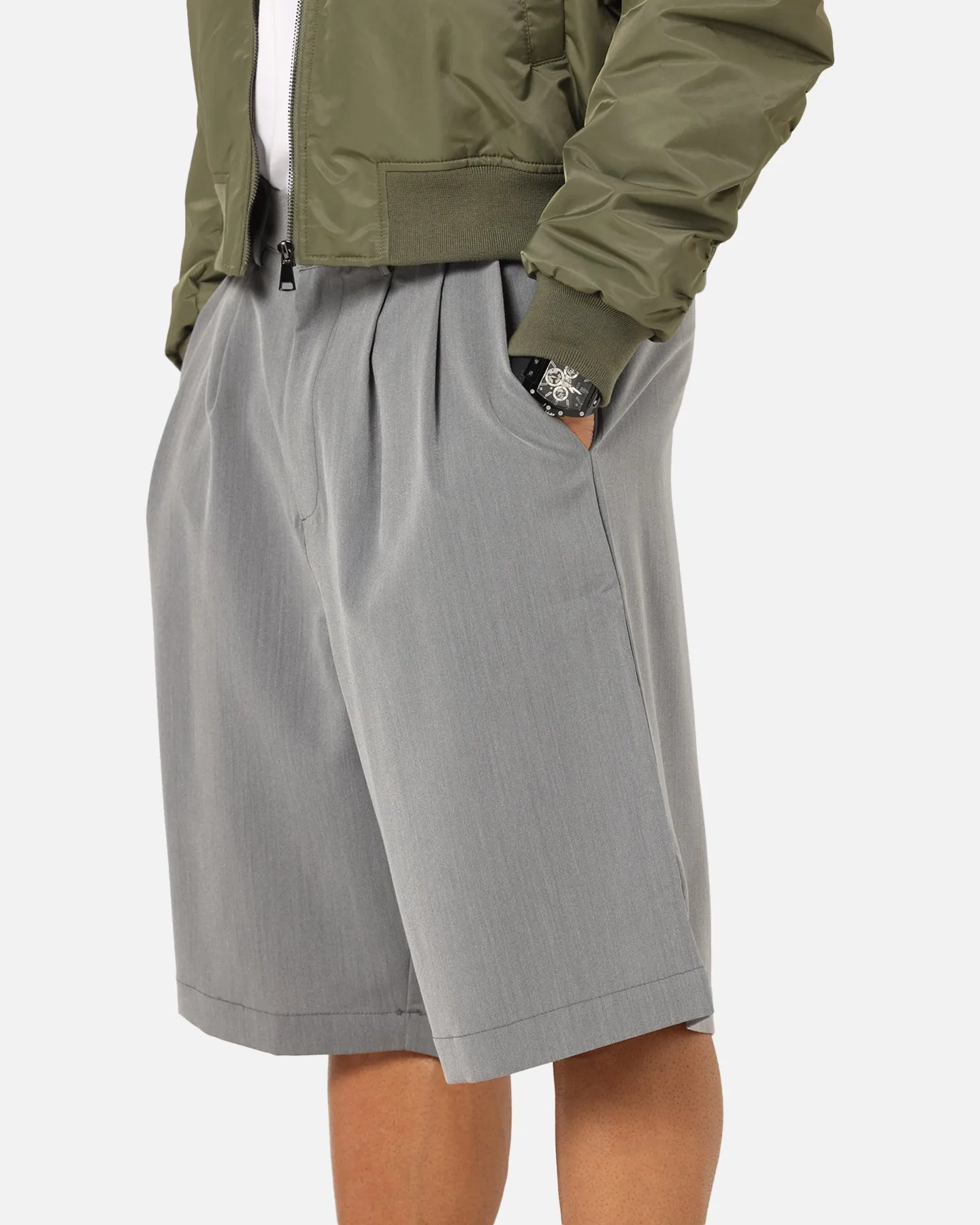 XXIII Baggy Pleated Shorts Grey Tall Length