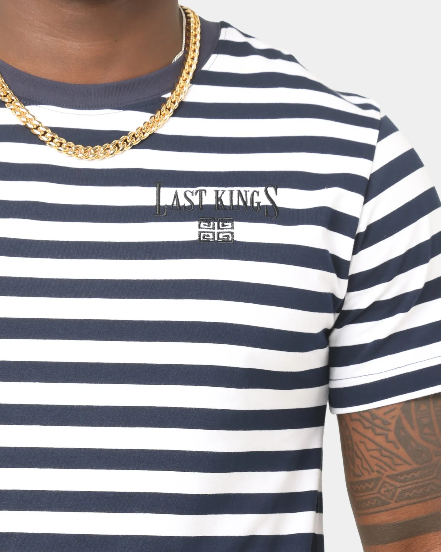 Last Kings Stripes Short Sleeve T-Shirt Navy Job Interview