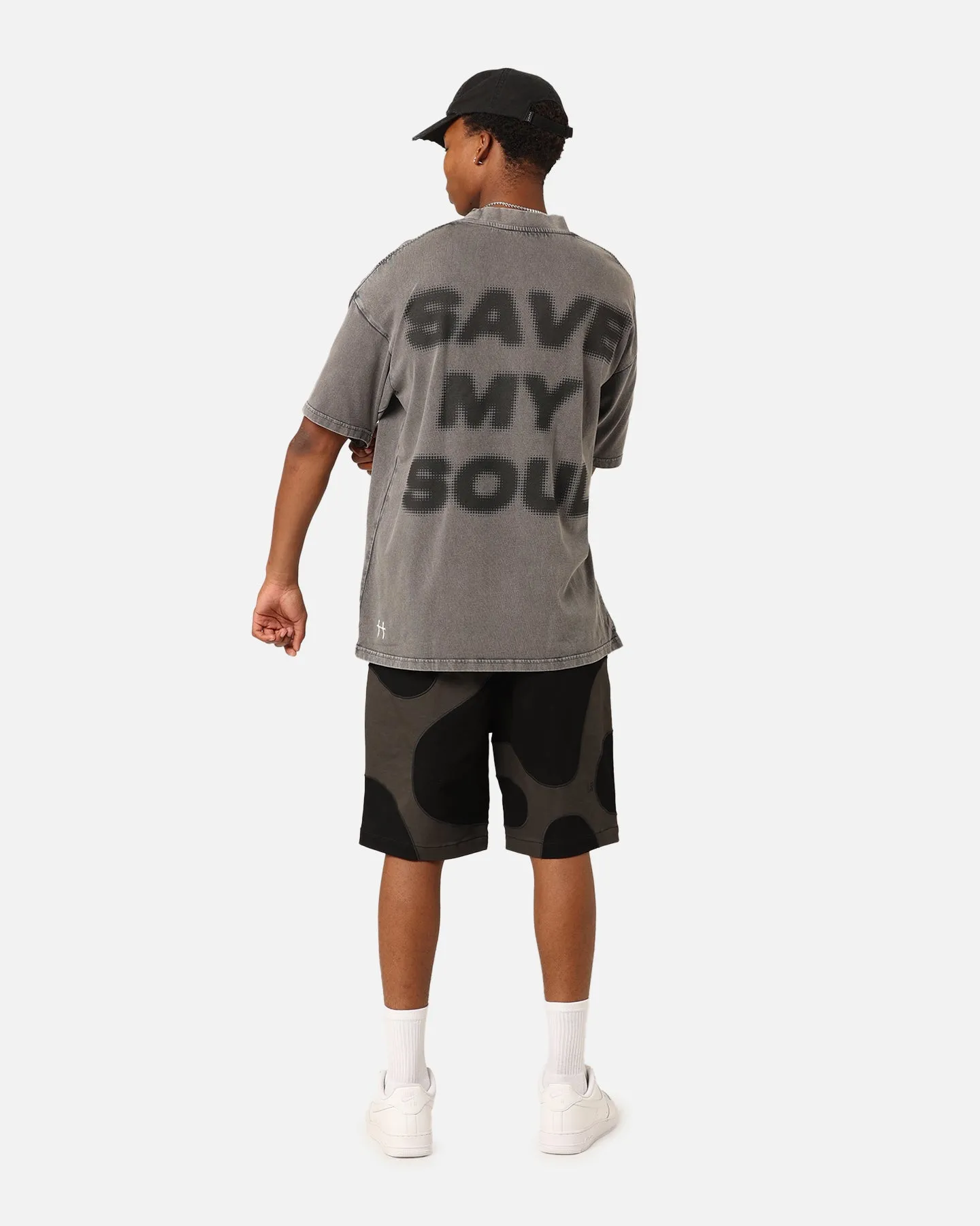Saint Morta Save My Soul T-Shirt Washed Charcoal Flexible Cuff Design Chill Comfort Look