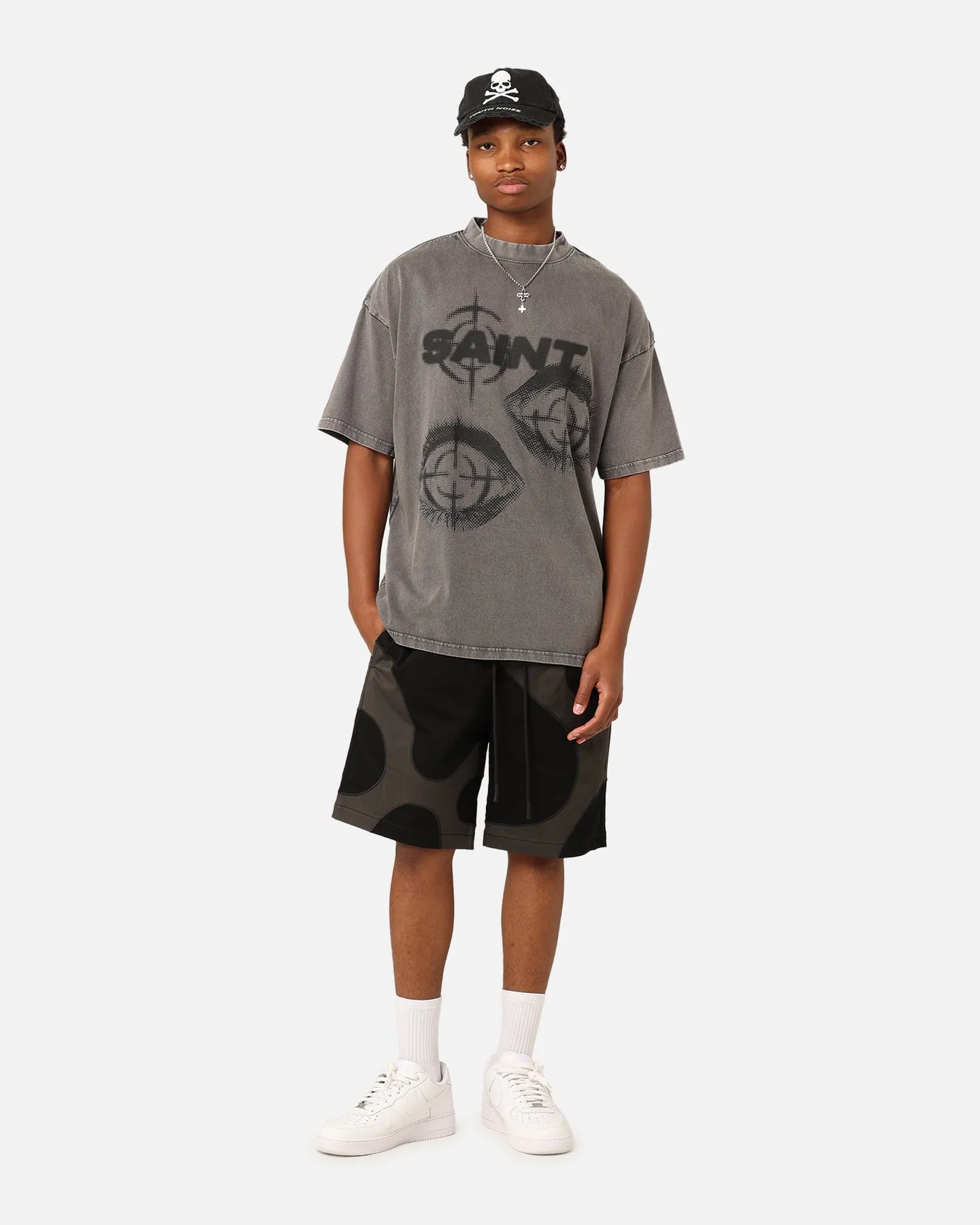 Cool and casual Thermoregulating Fabric Saint Morta Save My Soul T-Shirt Washed Charcoal