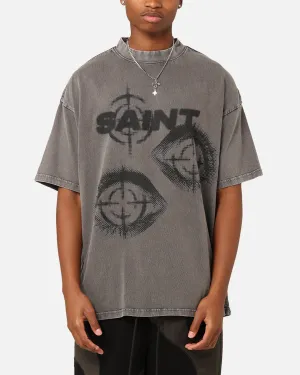 Comfortable fit Layerable Look Saint Morta Save My Soul T-Shirt Washed Charcoal