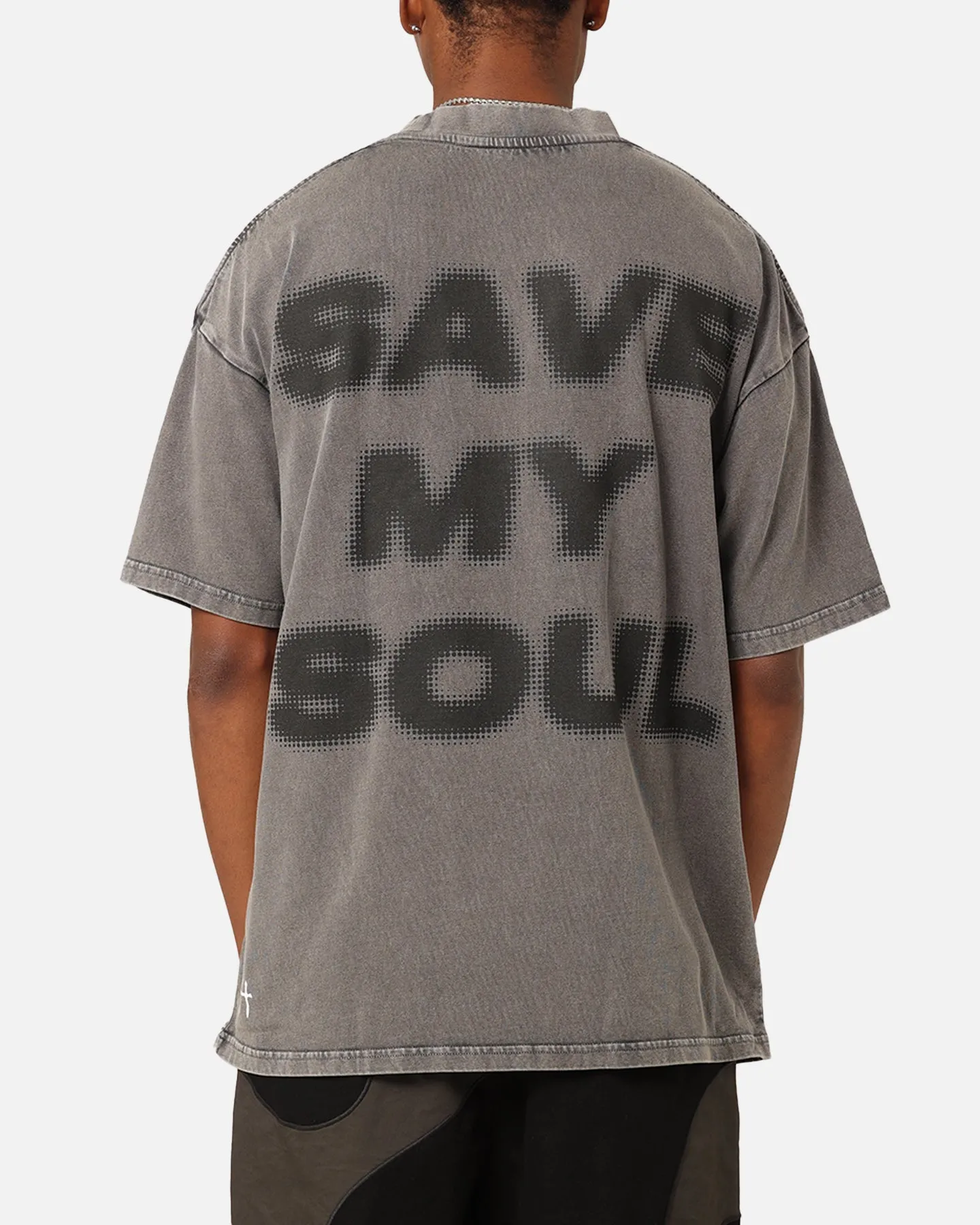 ethical Saint Morta Save My Soul T-Shirt Washed Charcoal