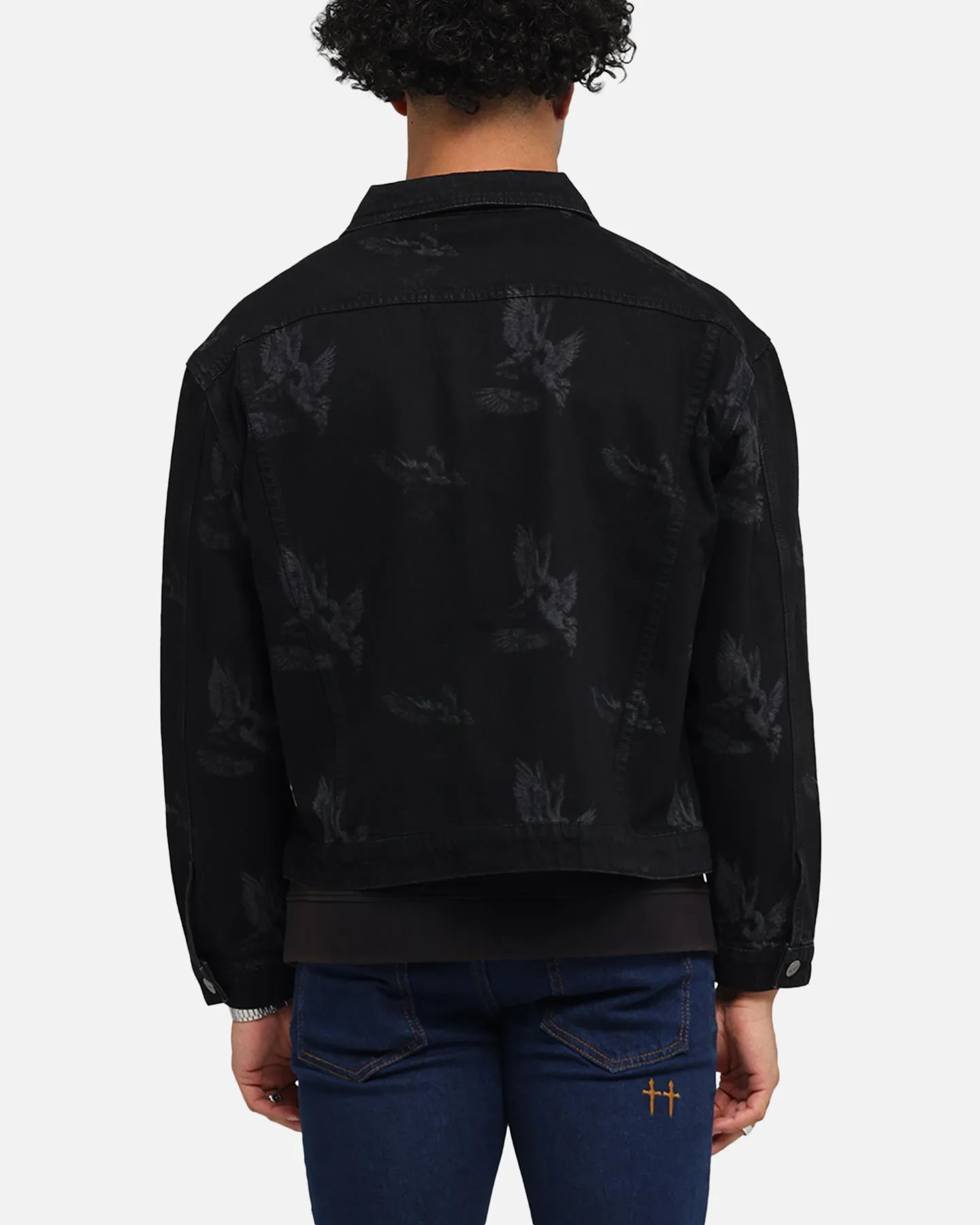Saint Morta Doves Denim Jacket Black Shadow Structured Warmth Empathy