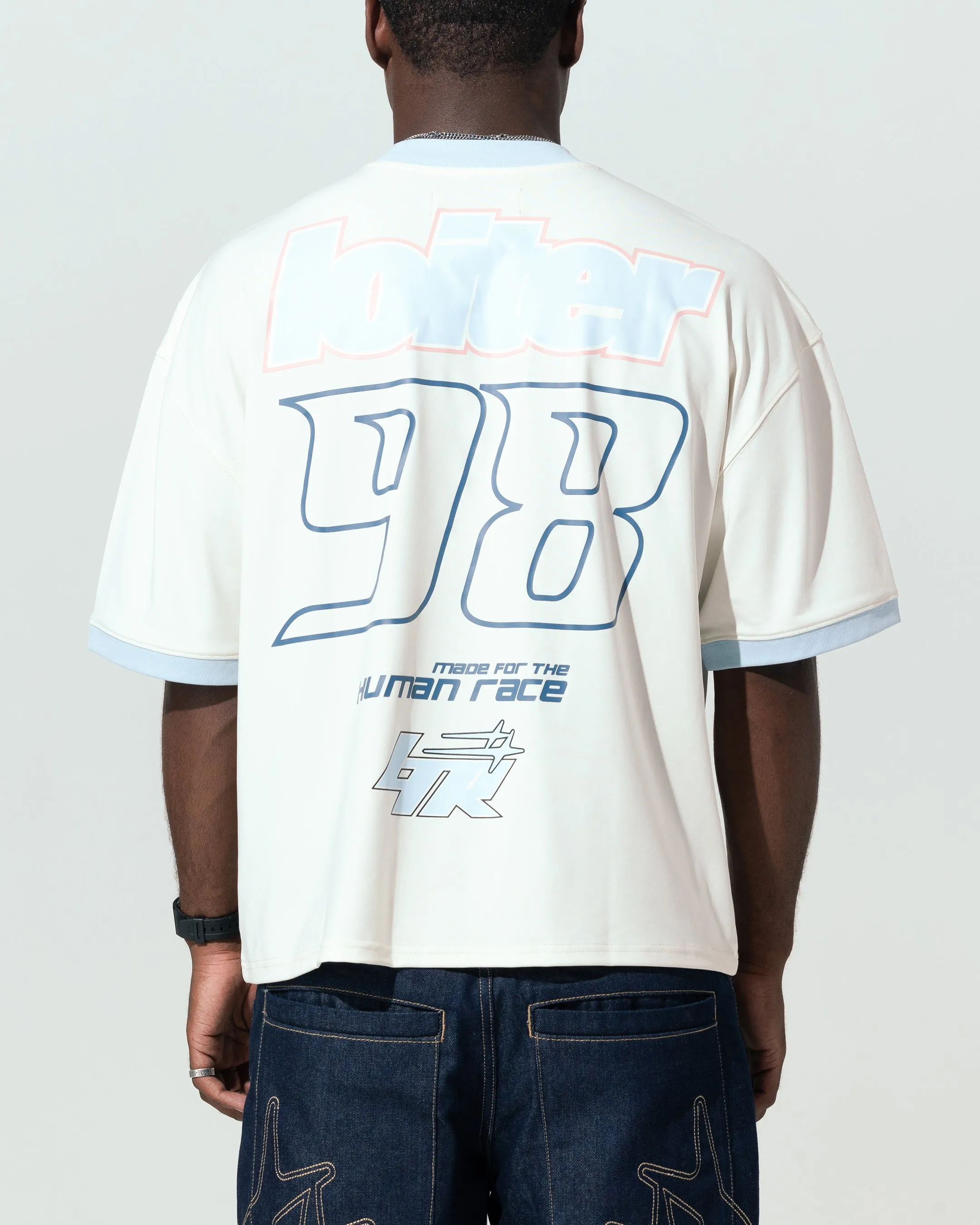 Loiter Tournament Jersey Off White/Blue ColorfastFabricTech Summer Fashion