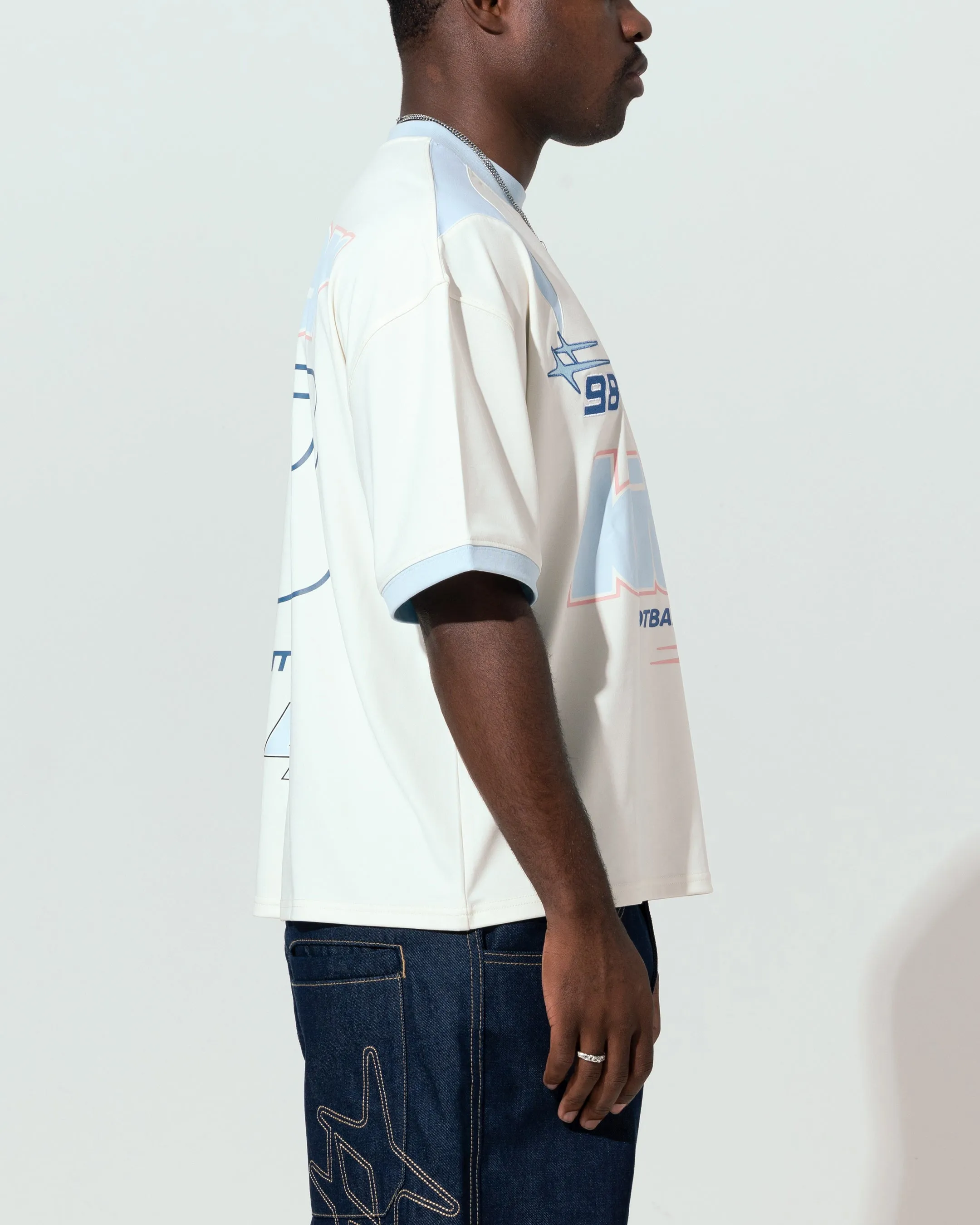 Loiter Tournament Jersey Off White/Blue Breathable Fit Wear