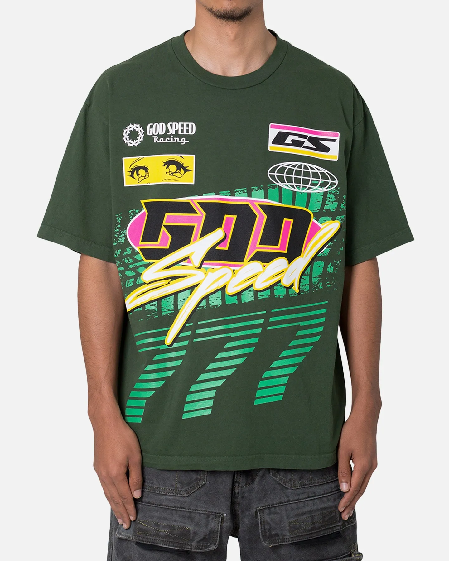 Multi Directional Stretch MNML God Speed T-Shirt Green