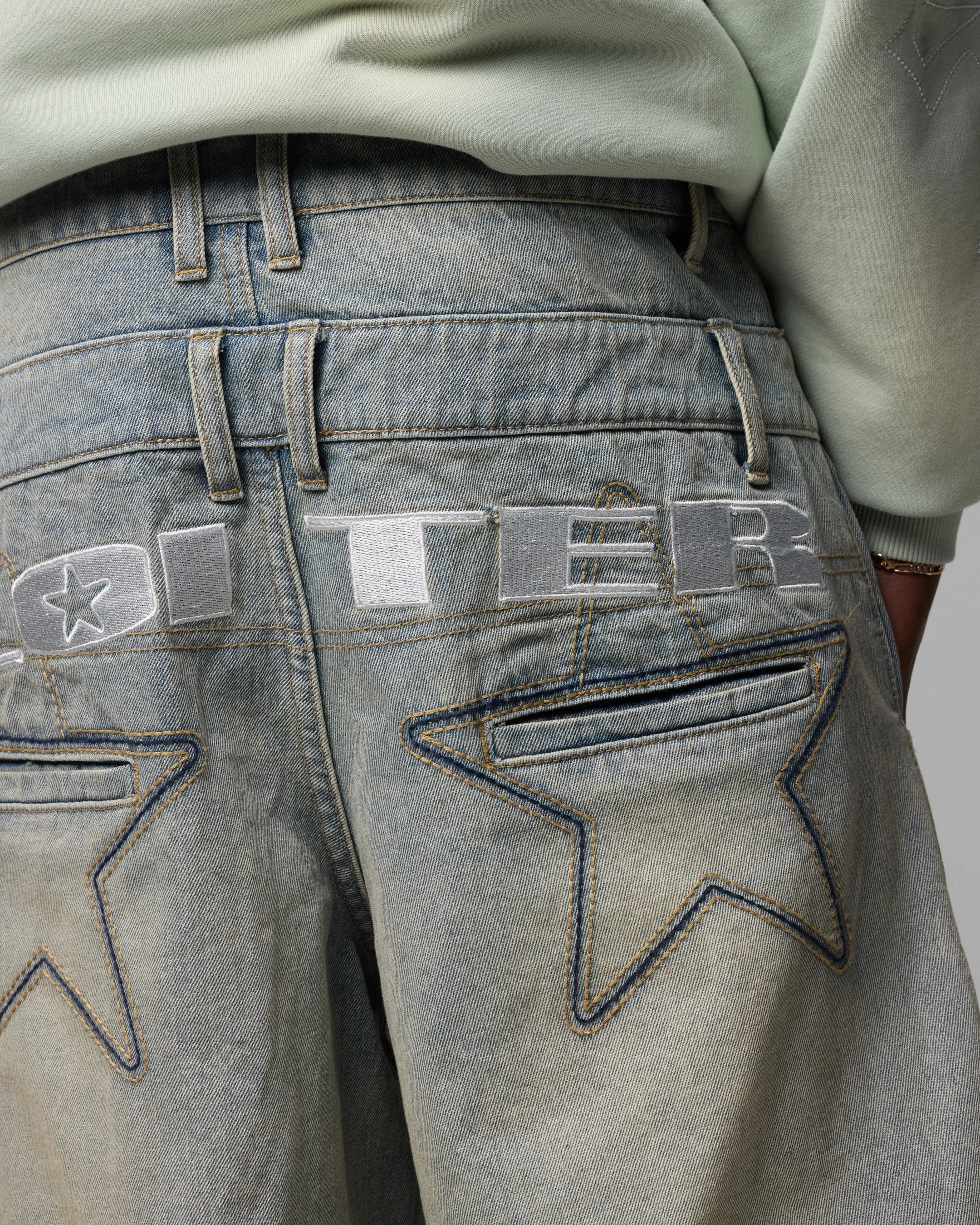 Loiter Star Layered Jeans Washed Blue Classic Elegance
