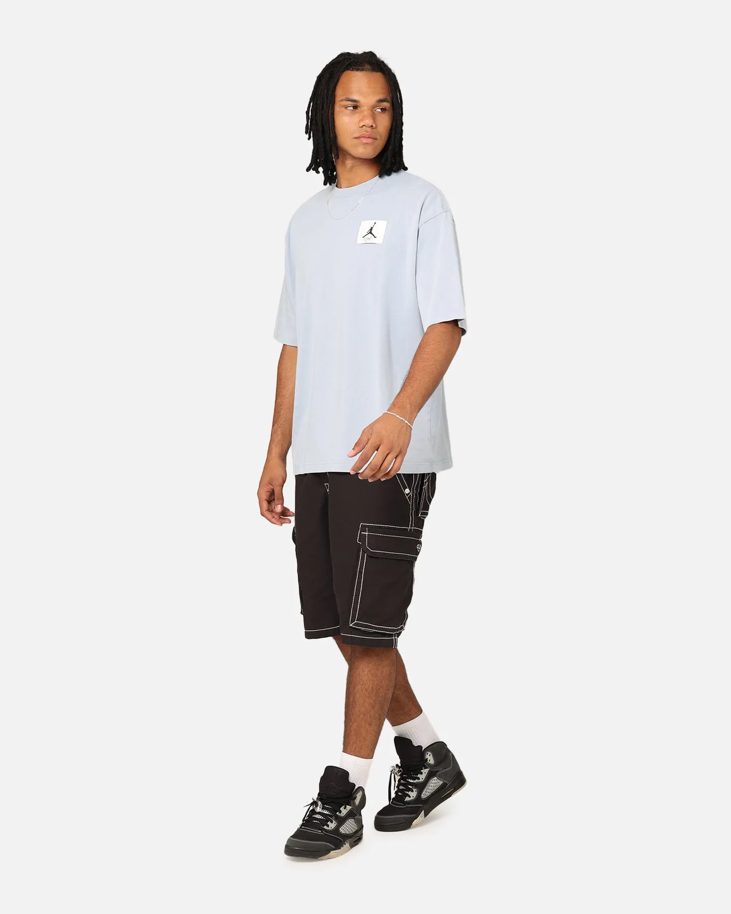 Jordan Flight Essentials Oversized Crewneck T-Shirt Blue Grey Breathable mesh