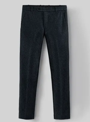 Harris Tweed Dark Blue Herringbone Pants Business Ready Design
