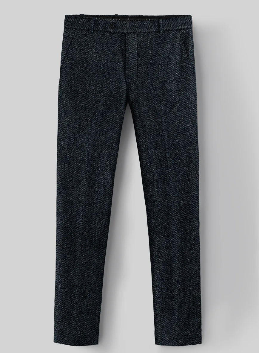 Harris Tweed Dark Blue Herringbone Pants Business Ready Design