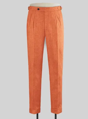 Work Wearable Chic Look Wear Naples Spring Orange Highland Tweed Trousers