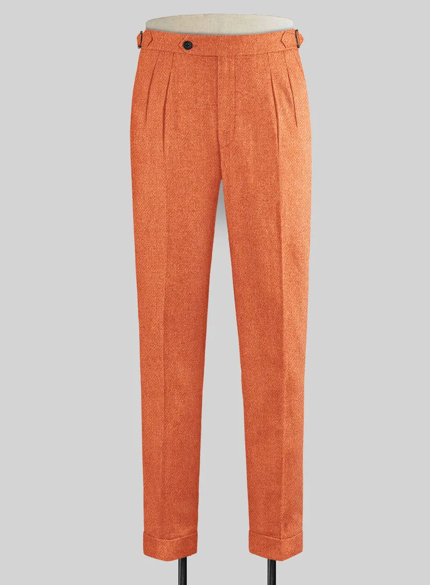 Work Wearable Chic Look Wear Naples Spring Orange Highland Tweed Trousers