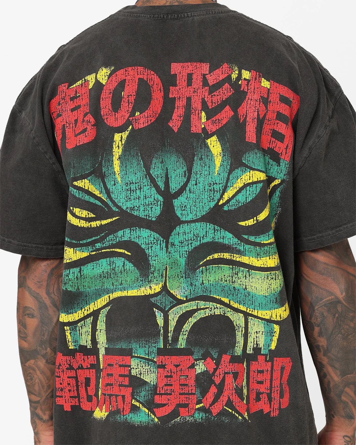 Casual Must-Have Layering Piece Goat Crew X Baki Yujiro Heavyweight Vintage T-Shirt Black Wash