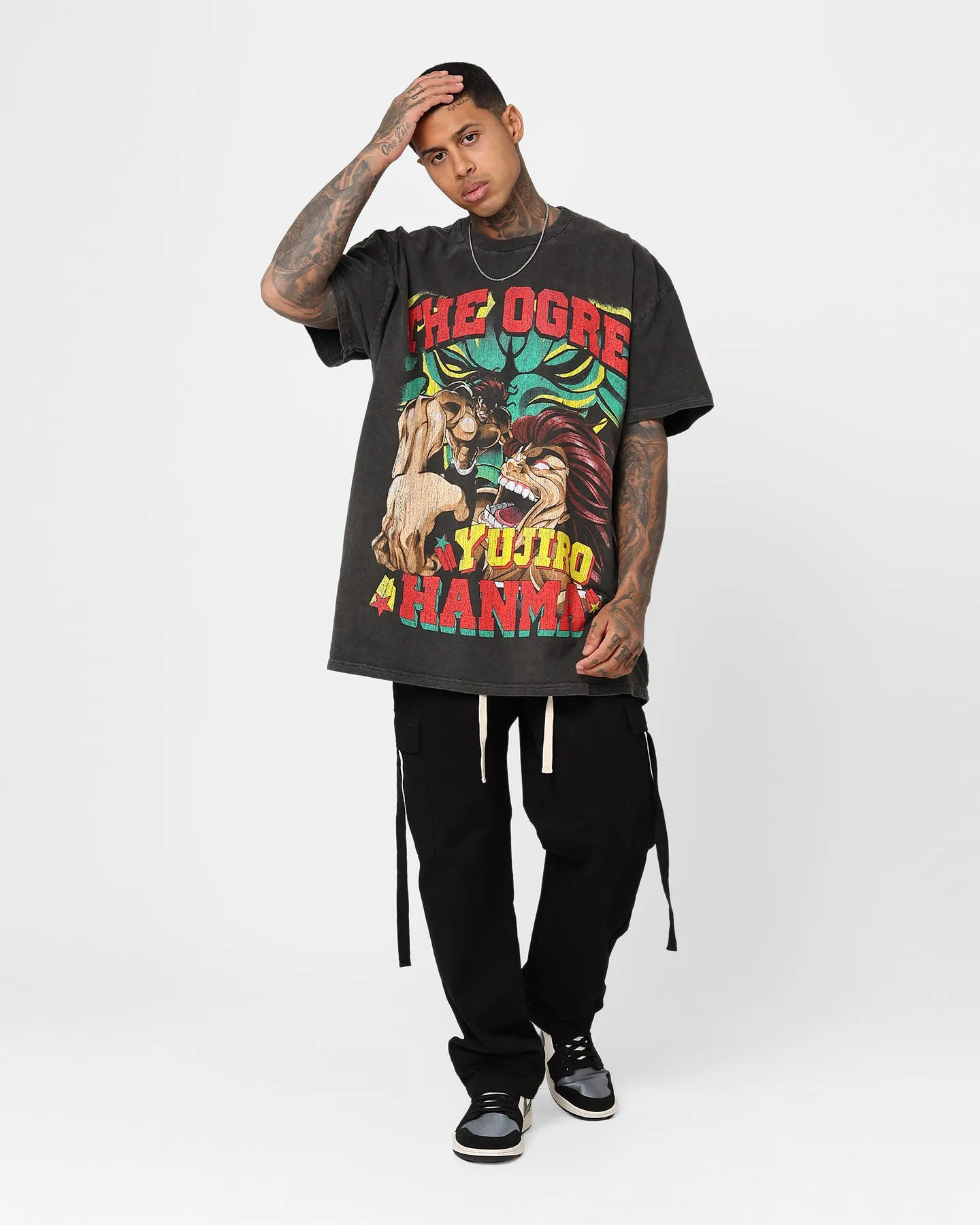 right size Goat Crew X Baki Yujiro Heavyweight Vintage T-Shirt Black Wash