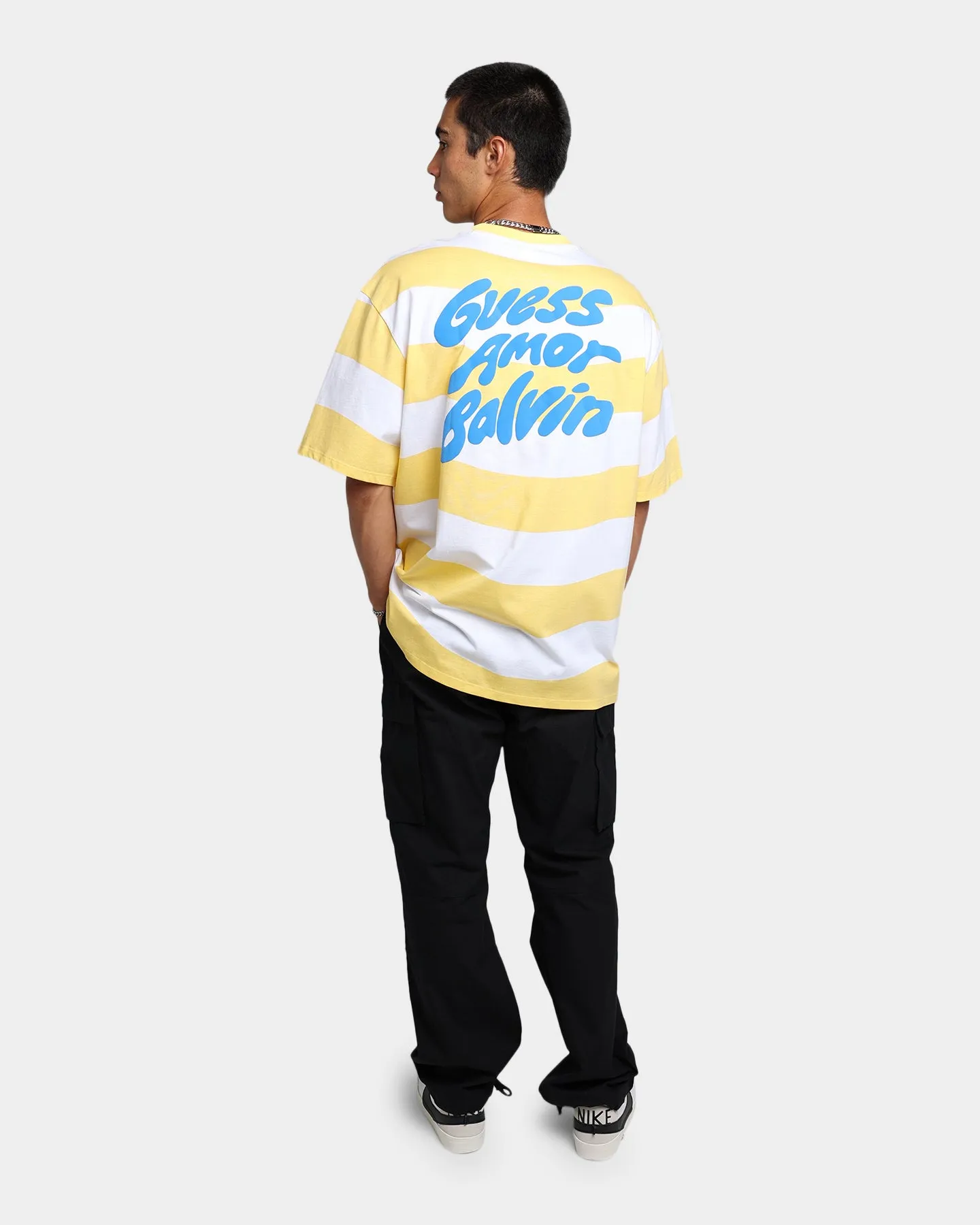 Guess Originals GUESS Originals X J Balvin Wavy T-Shirt Yellow Sunspots TexturedWeavePattern Moisture Wicking Fabric