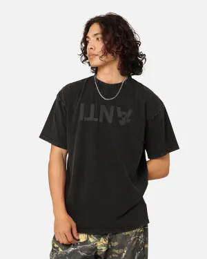 Comfy Fit Wear The Anti Order Anti Logo T-Shirt Black Acidwash