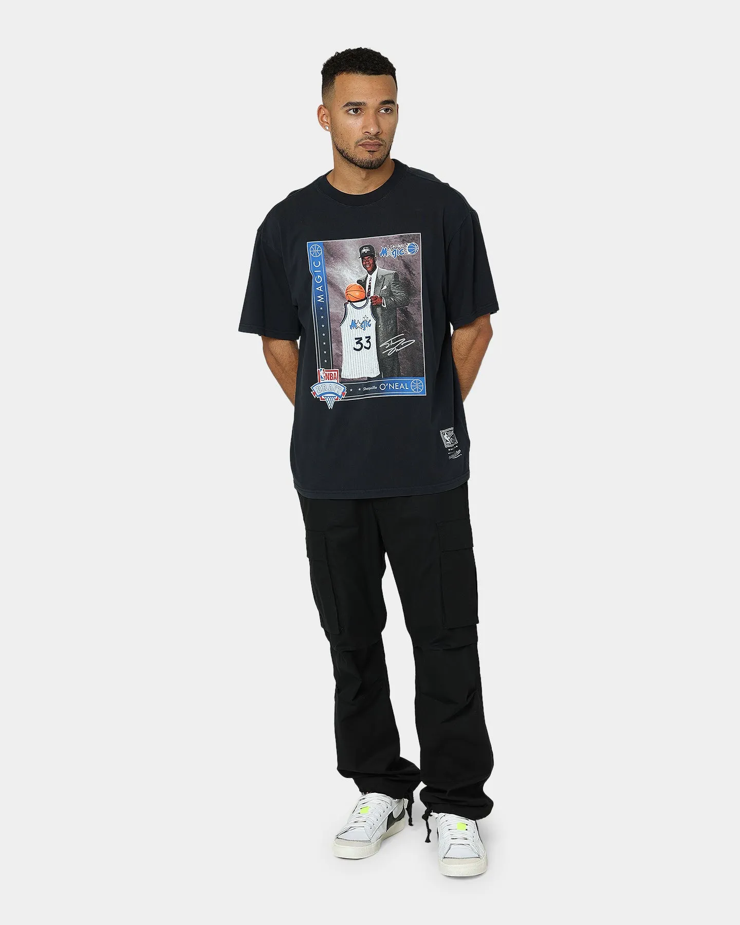Fashionable Fit Mitchell & Ness Orlando Magic Shaquille O'Neal Draft Day Vintage T-Shirt Faded Black