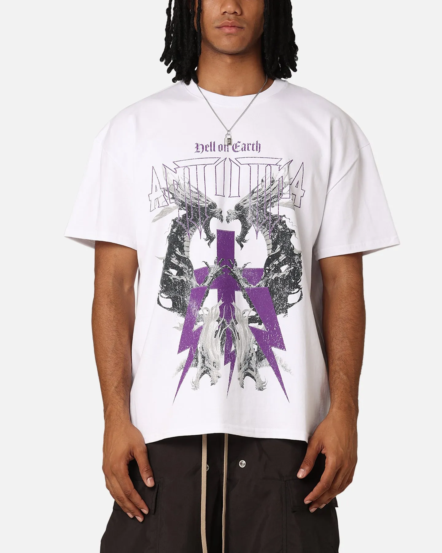The Anti Order Ares Vintage T-Shirt White Distressed Hem Finish Active Fashion