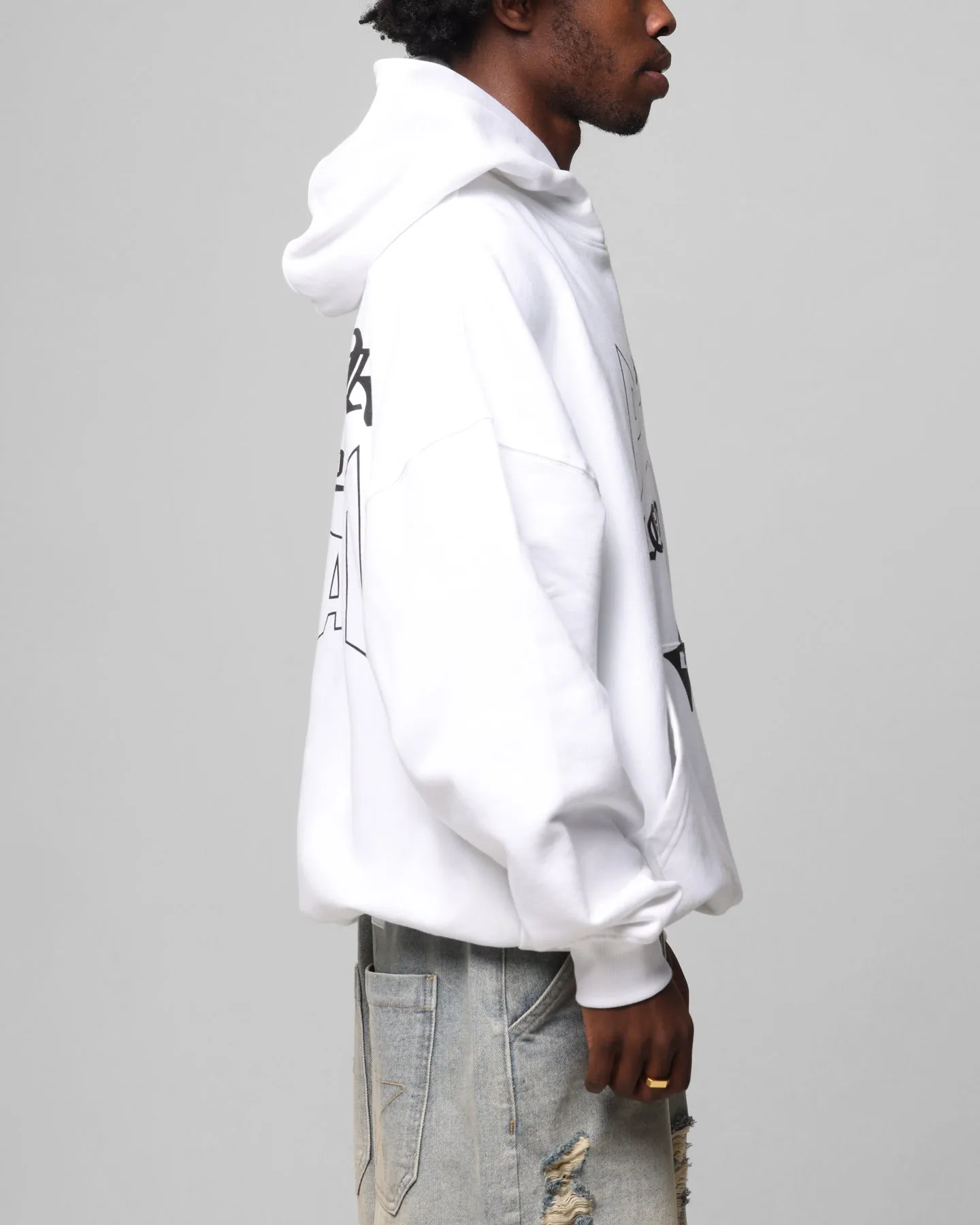 Loiter Ultimate Pain Hoodie White Relaxed Comfort Removable Hood