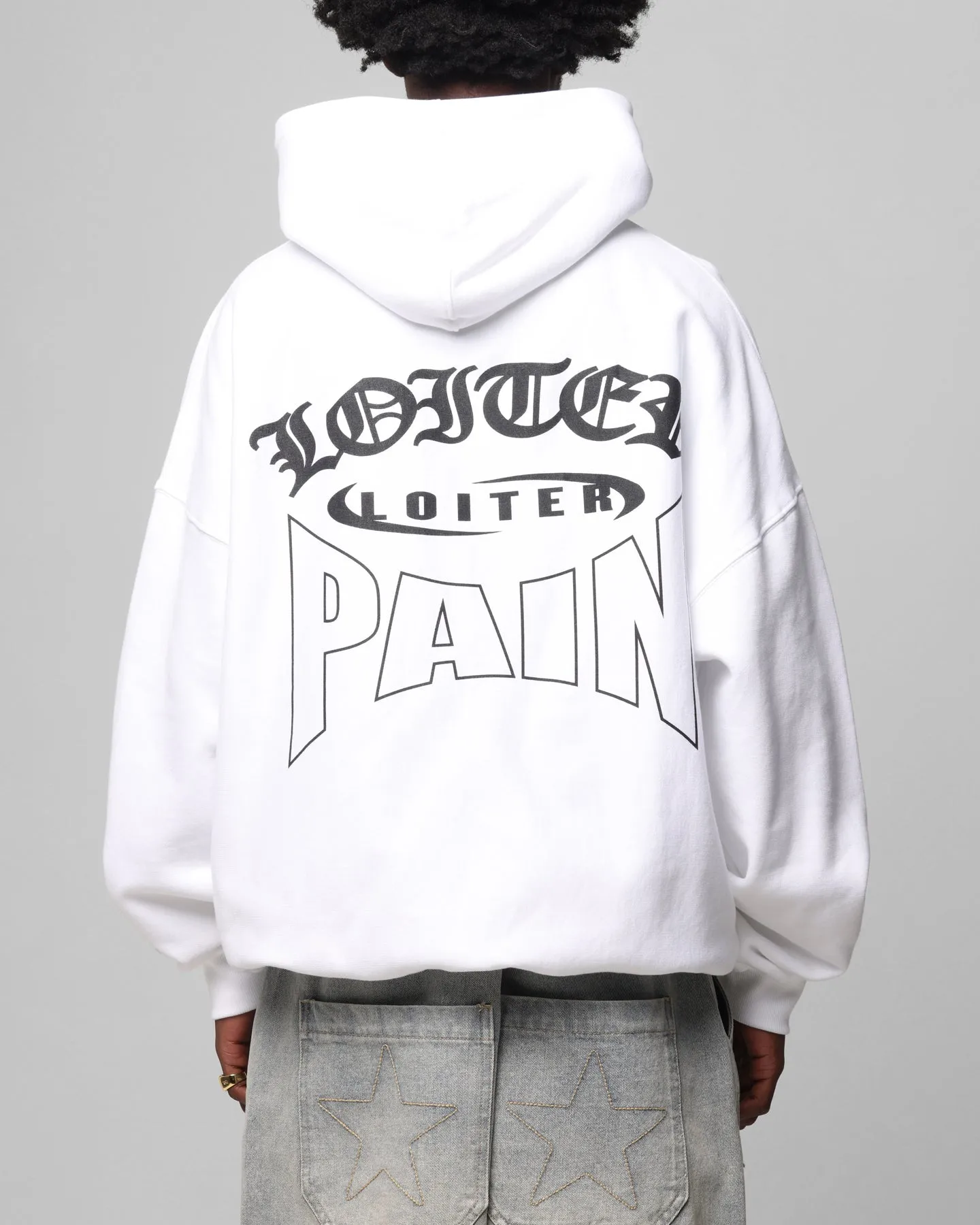 Peacock like Fashion Statement Loiter Ultimate Pain Hoodie White