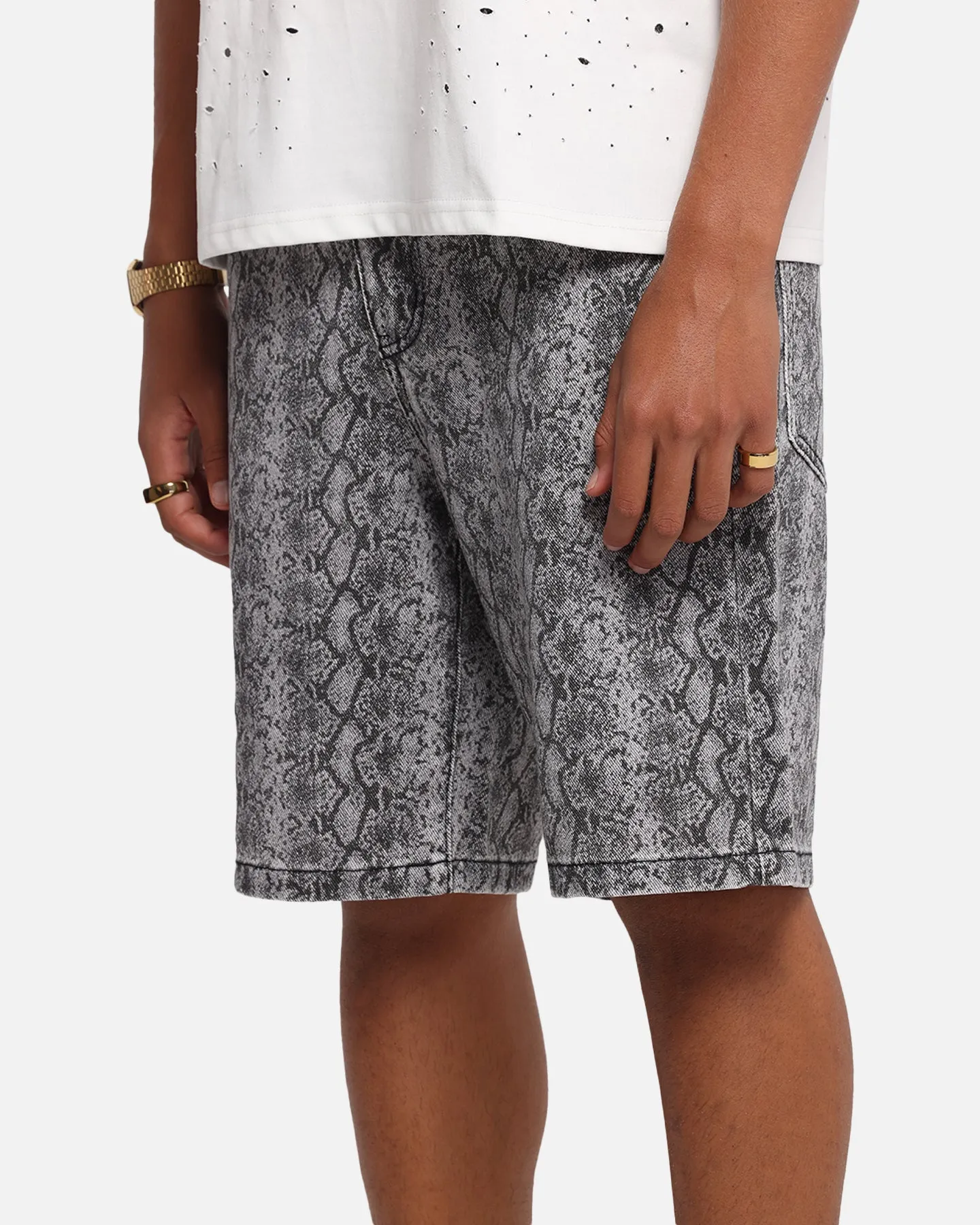 XXIII Snake Skin Jorts Black Snake Print Quick Evaporation Fabric Everyday Ease