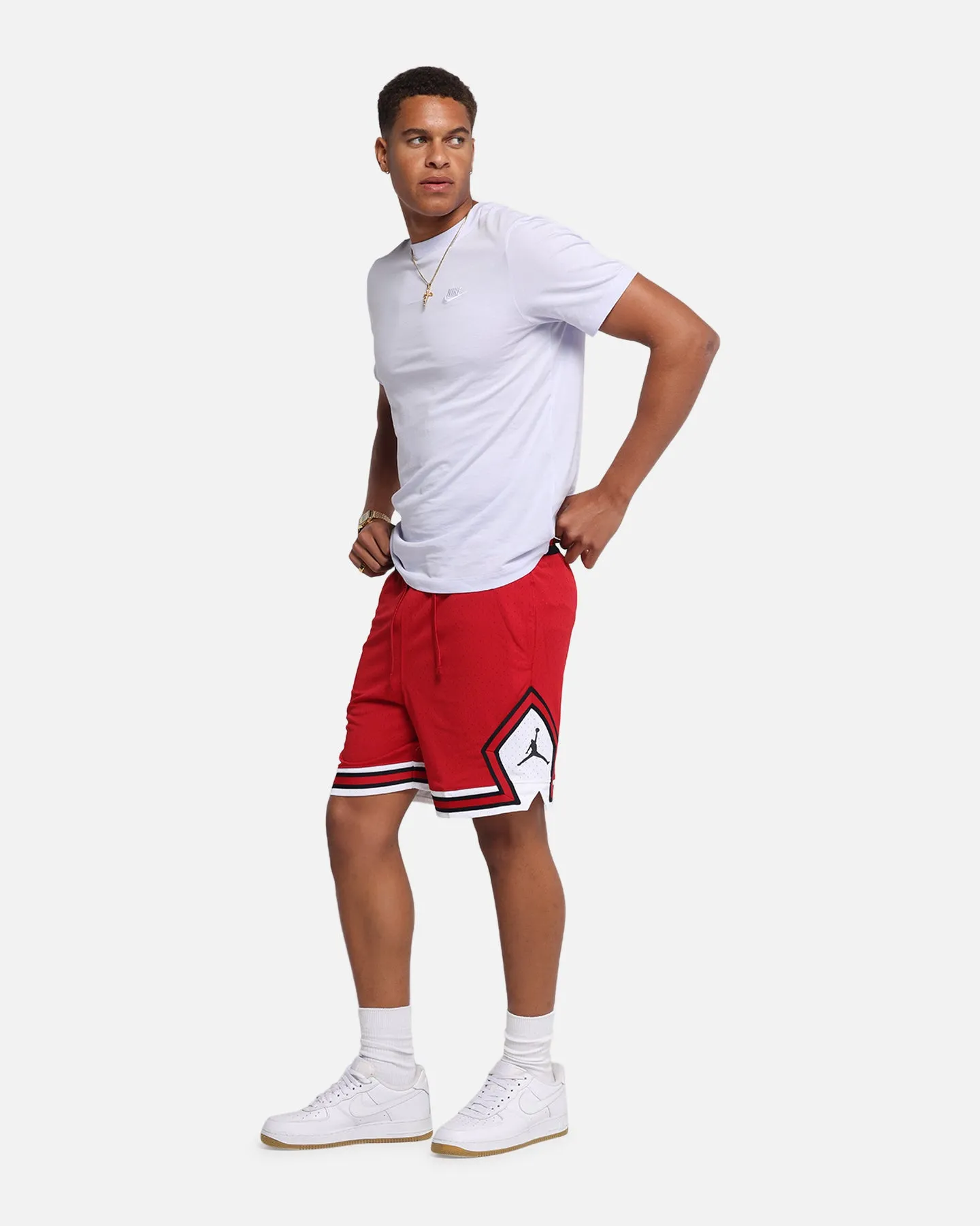 All Weather Fit No Ride Up Silicone Grip Jordan Dri-FIT Sport Diamond Shorts Gym Red/White