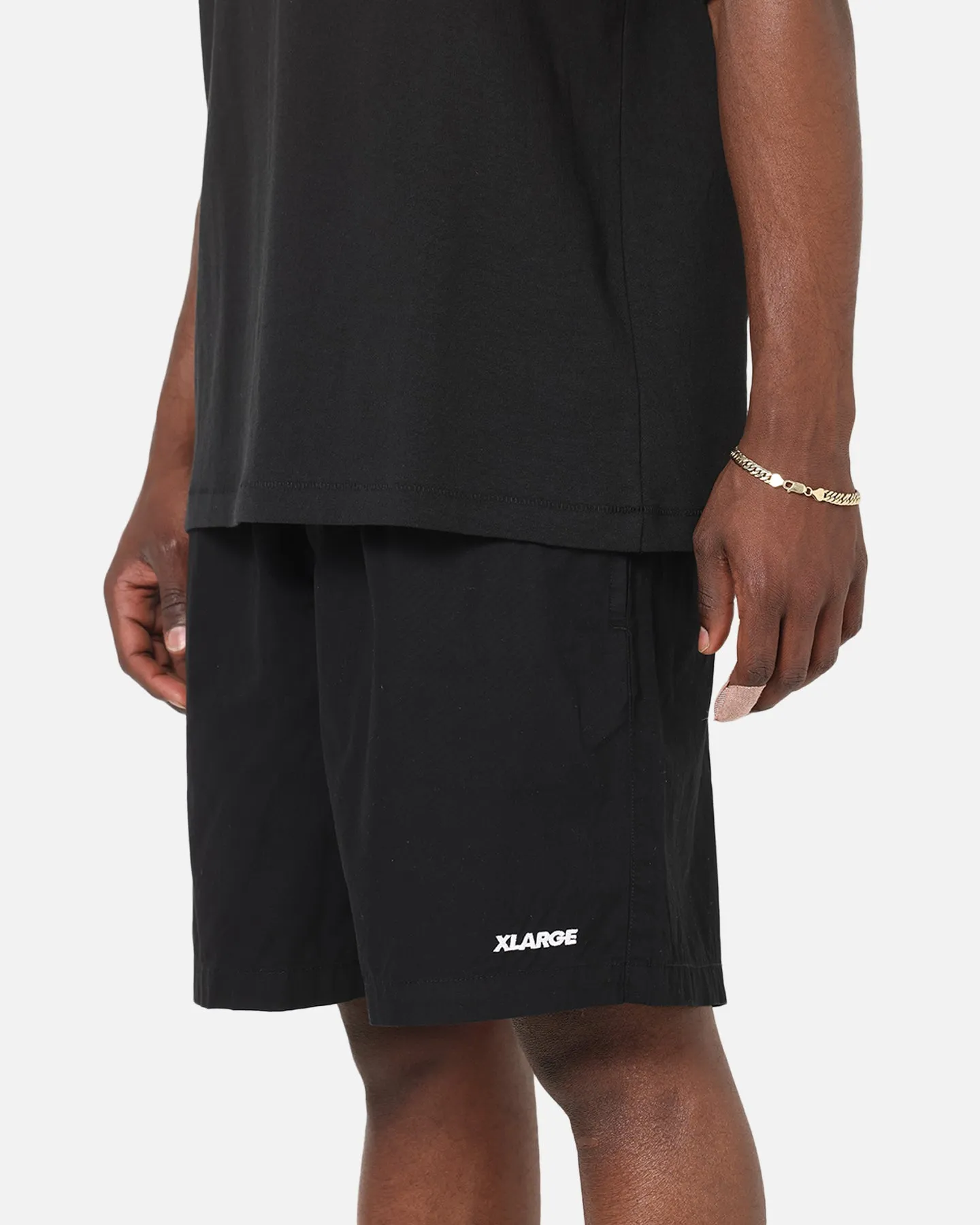 Gym apparel Layered Panel Design X-Large 91 Stock Beach Shorts Black