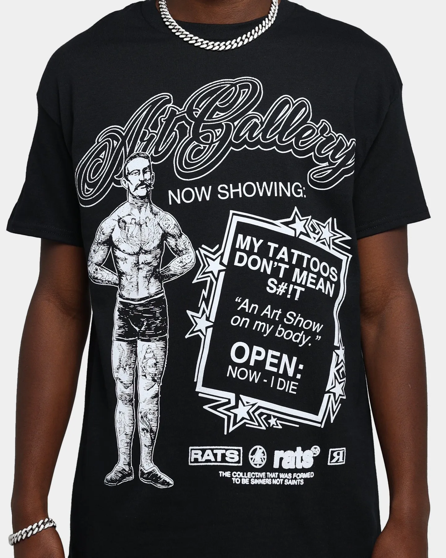 Comfy Style Men's Rats Get Fat Art Gallery T-Shirt Black