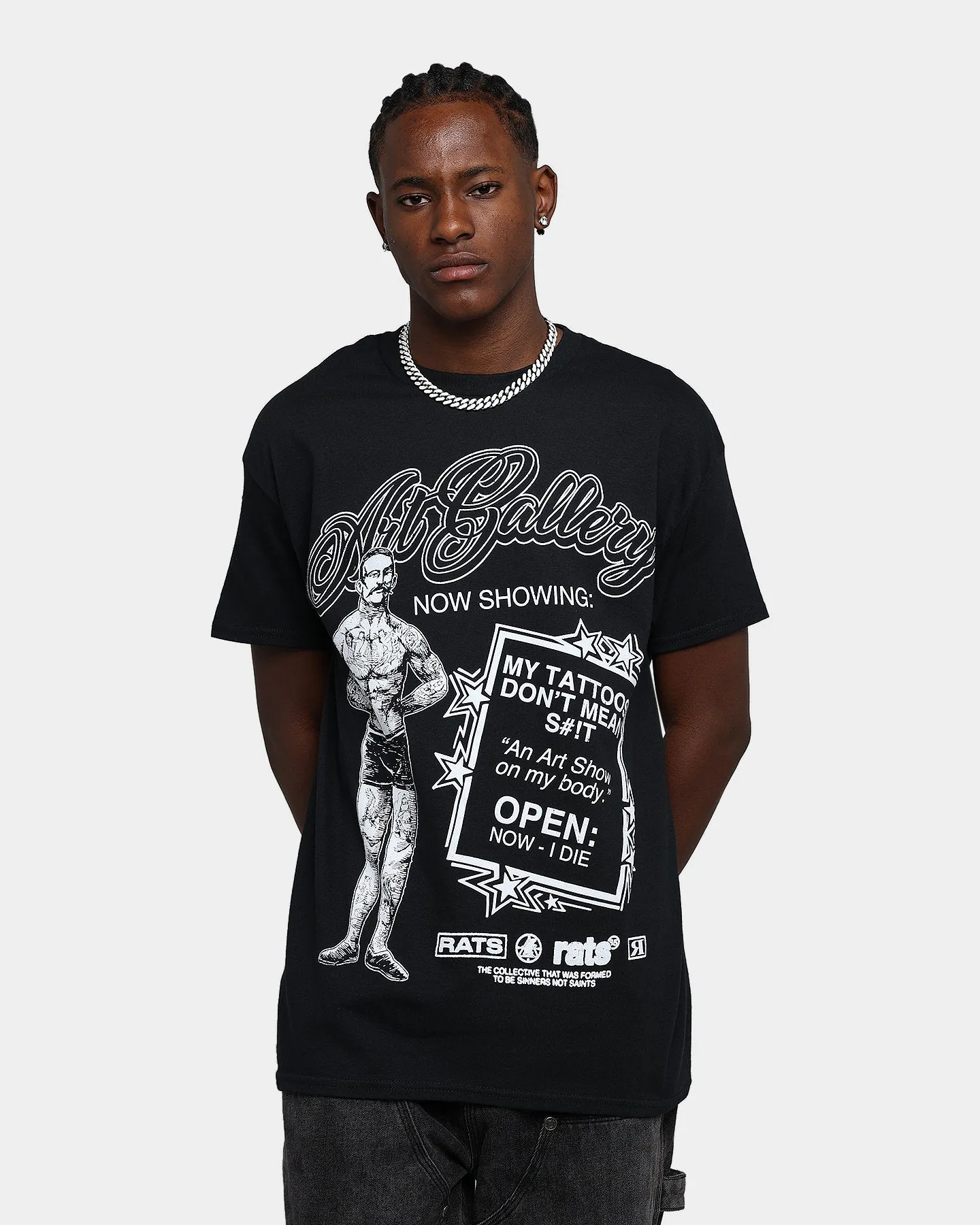 Relaxed Wear Rats Get Fat Art Gallery T-Shirt Black