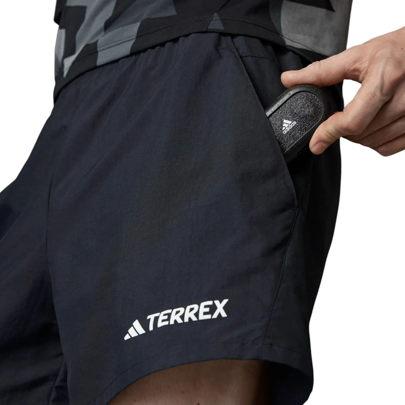 adidas Terrex Mens Regular-Fit Hiking Shorts GussetDesign Camouflage Pattern