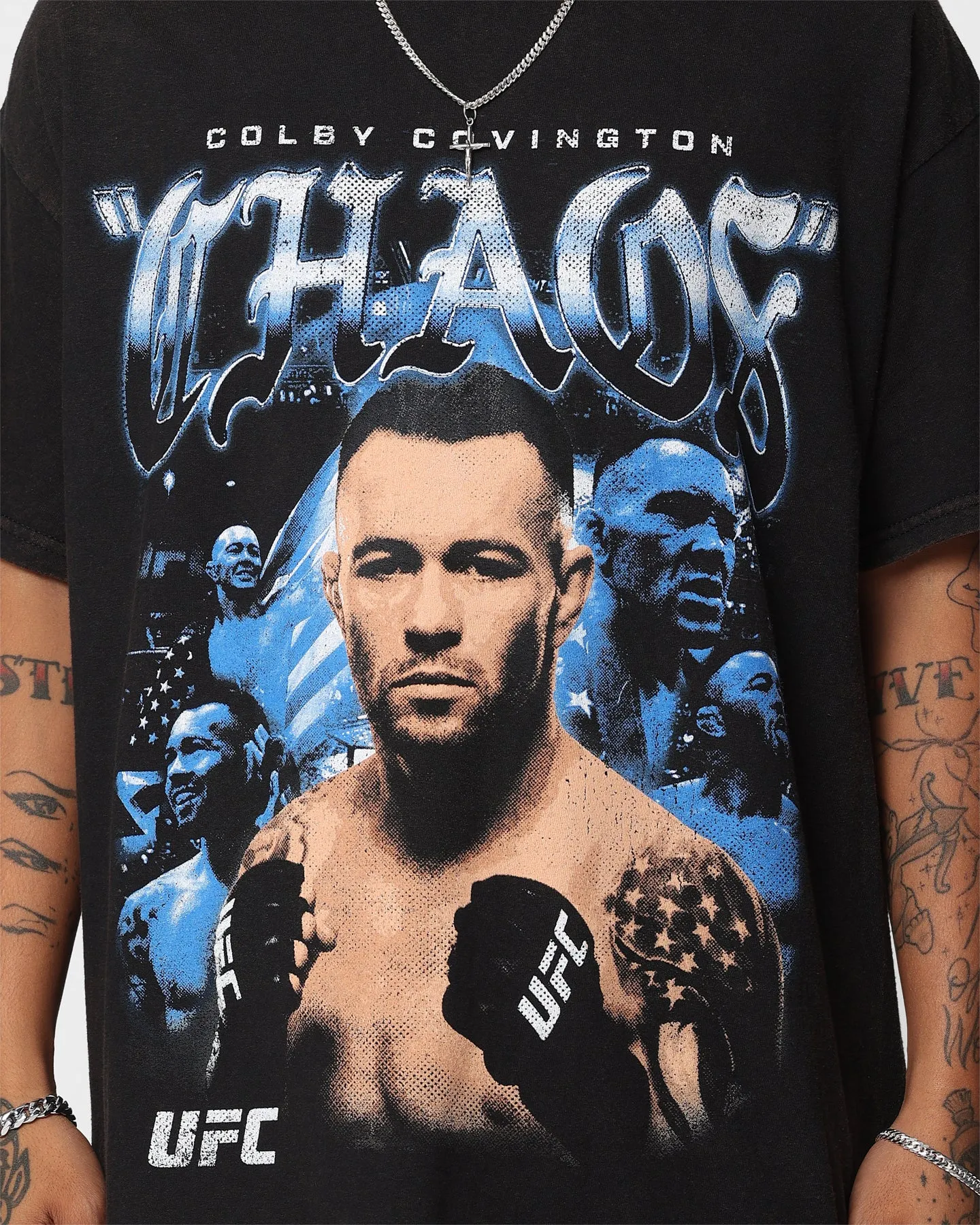 UFC By Goat Crew Colby Covington Vintage T-Shirt Black Wash Seasonal Staple Anti-pilling