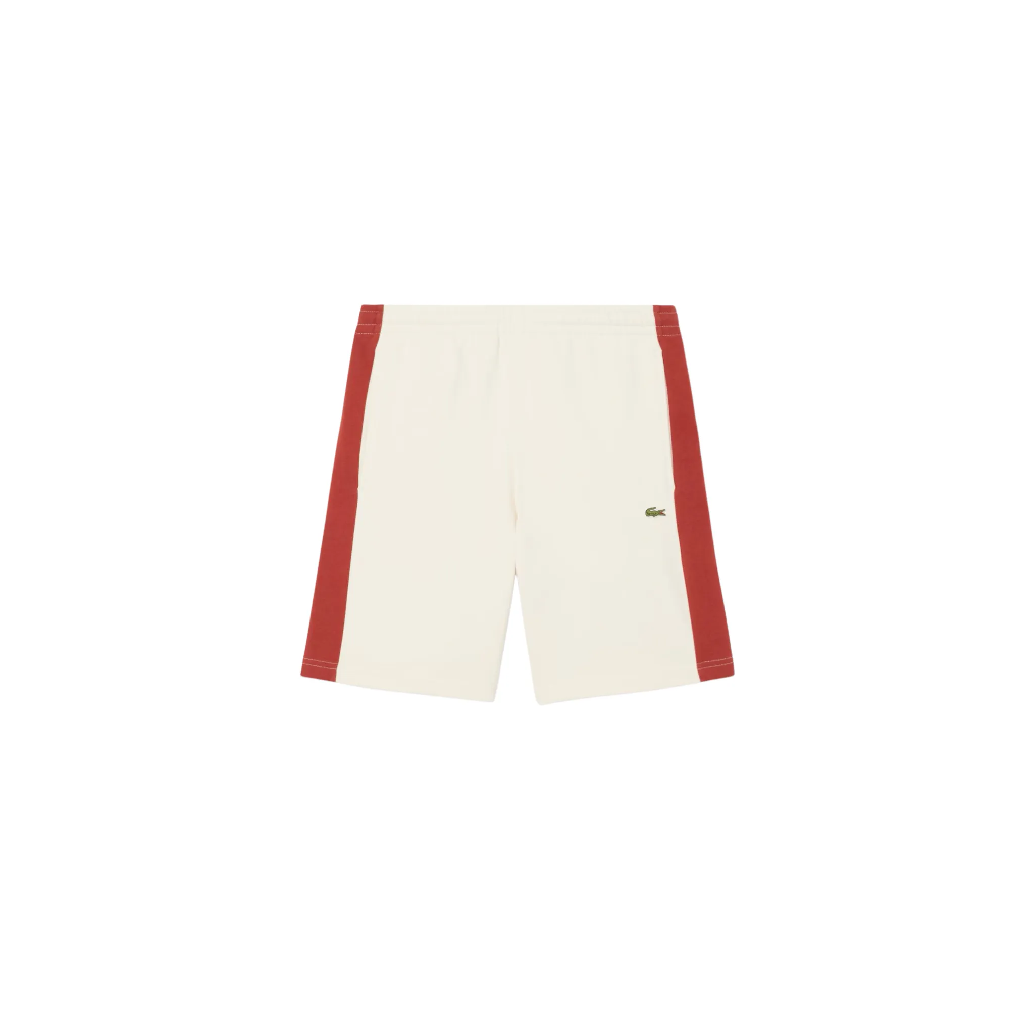 Business Outfit Lacoste Men's Cotton Fleece Colorblock Shorts (White/Light Brown)