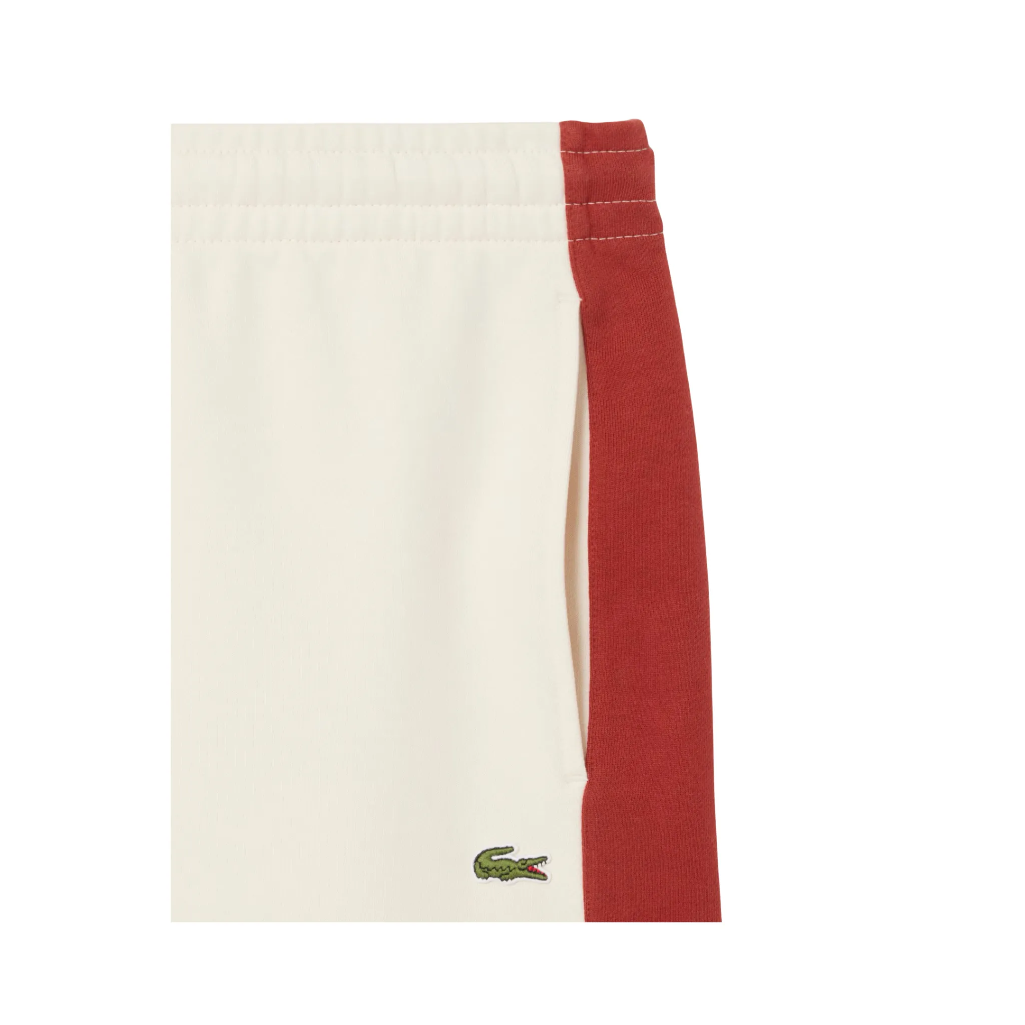 Lacoste Men's Cotton Fleece Colorblock Shorts (White/Light Brown) Easy Wear