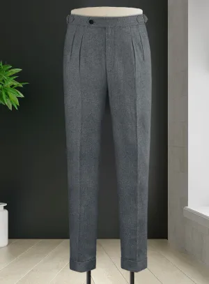 Elegant Comfort Flex Knit Back Panel Naples Gray Highland Tweed Trousers