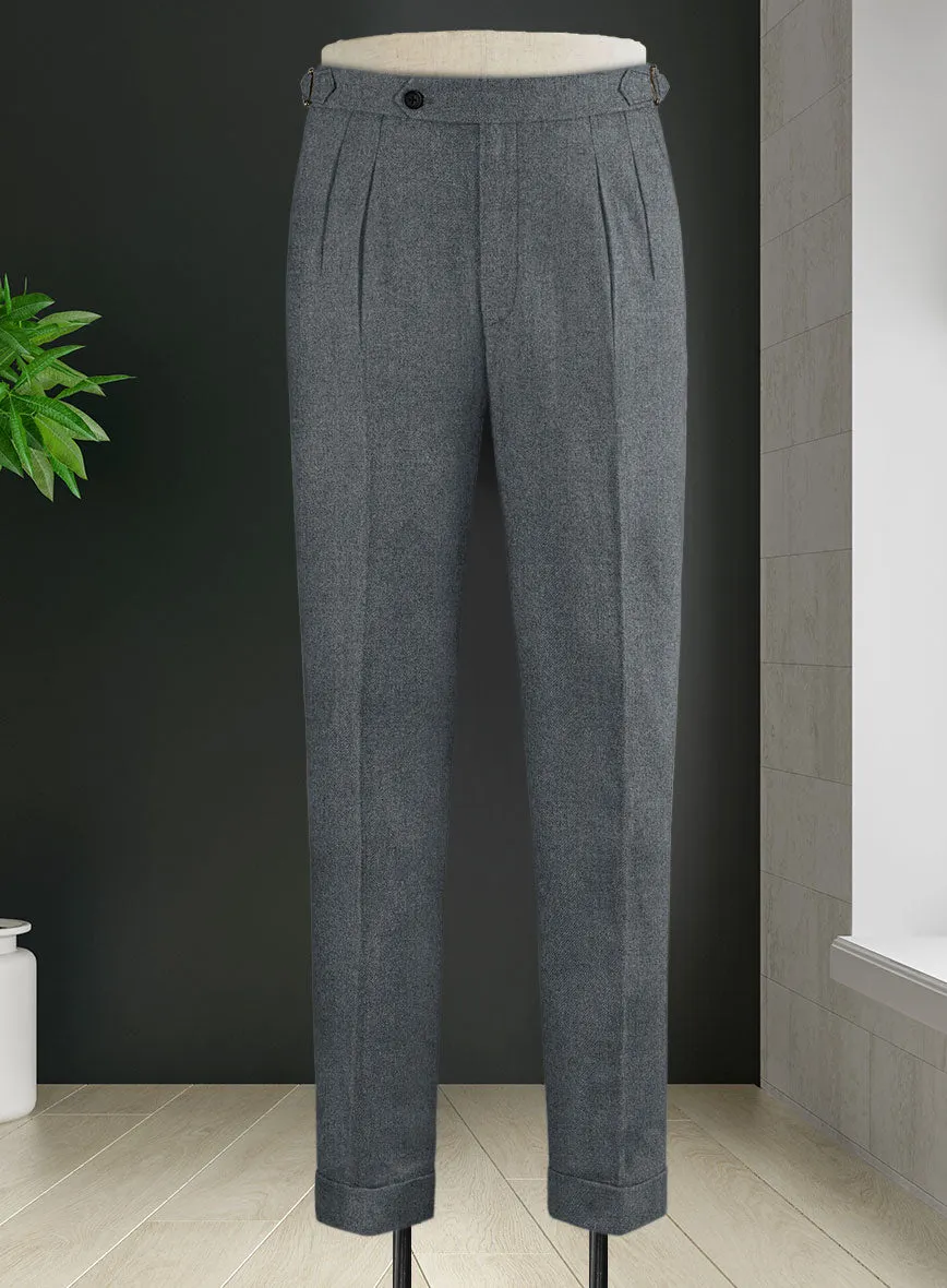 Elegant Comfort Flex Knit Back Panel Naples Gray Highland Tweed Trousers