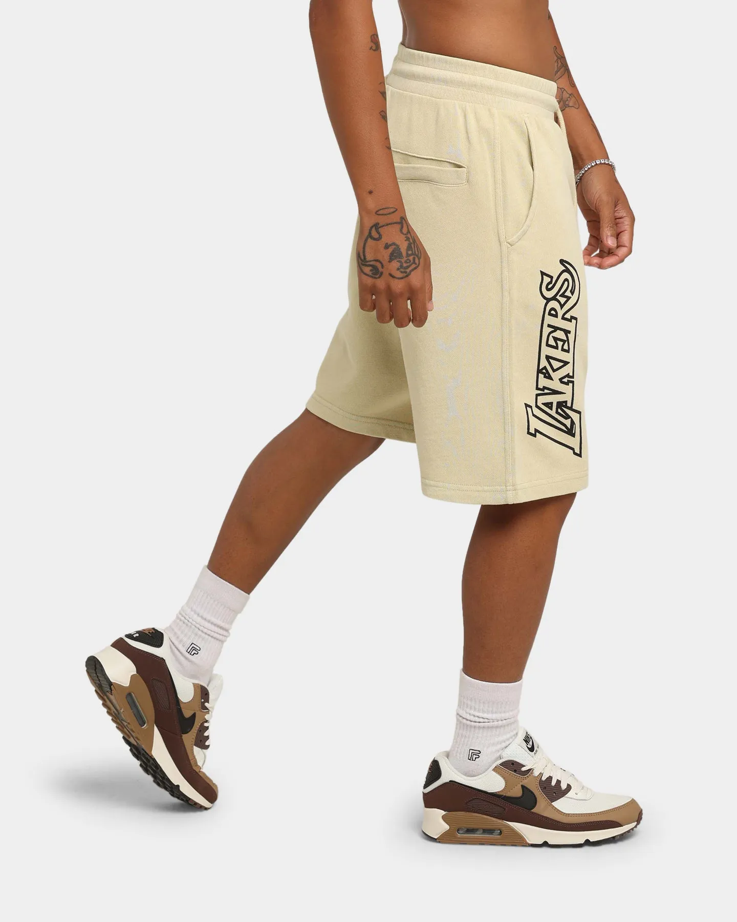 Mitchell & Ness Los Angeles Lakers Desert Sand Stencil Shorts Desert Sand Functional Waist Active Comfort