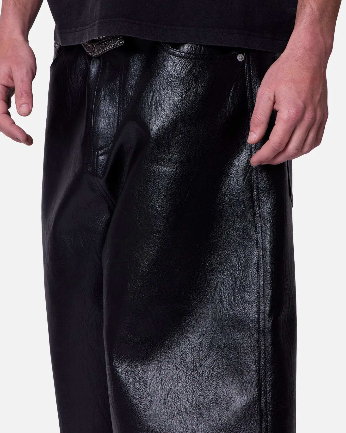 adventure apparel Travel Ready MNML Ultra Baggy Leather Shorts Black