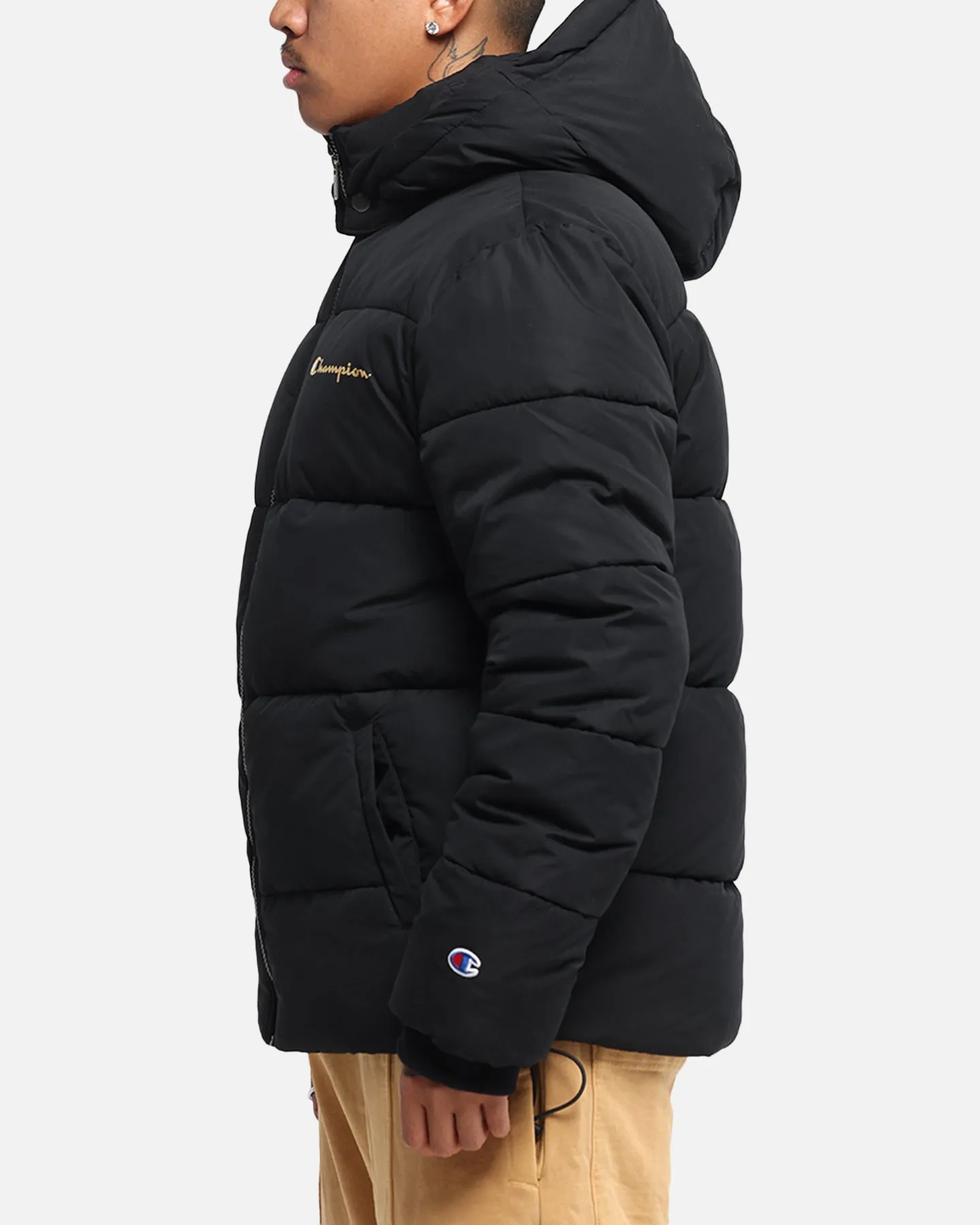 Champion Rochester Puffer Jacket Black/Gold Flexible Motion