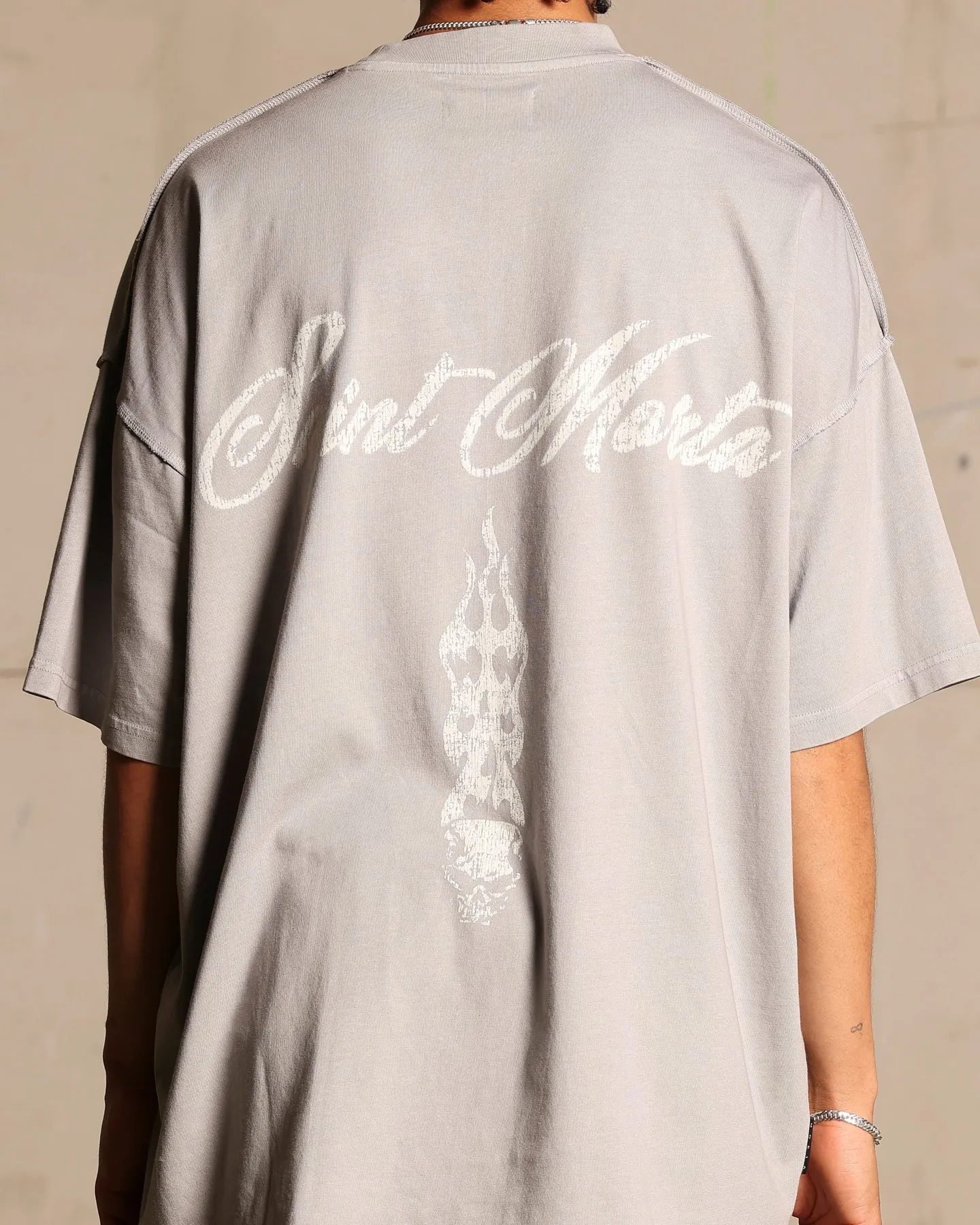 Moisture Management Technology MinimalBranding Saint Morta Roadhouse Boxy T-Shirt Vintage Grey
