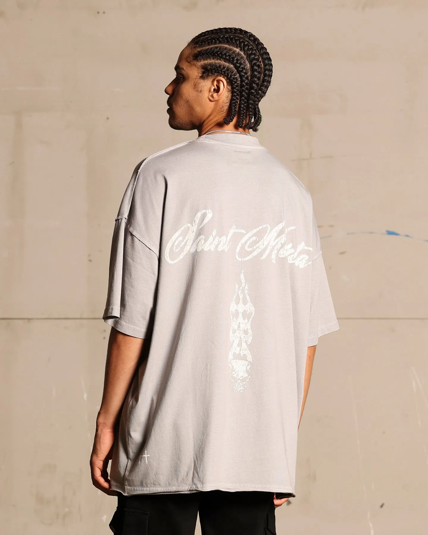 Comfortable fit Saint Morta Roadhouse Boxy T-Shirt Vintage Grey