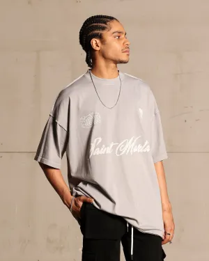 Saint Morta Roadhouse Boxy T-Shirt Vintage Grey Layered Collar Simple Style