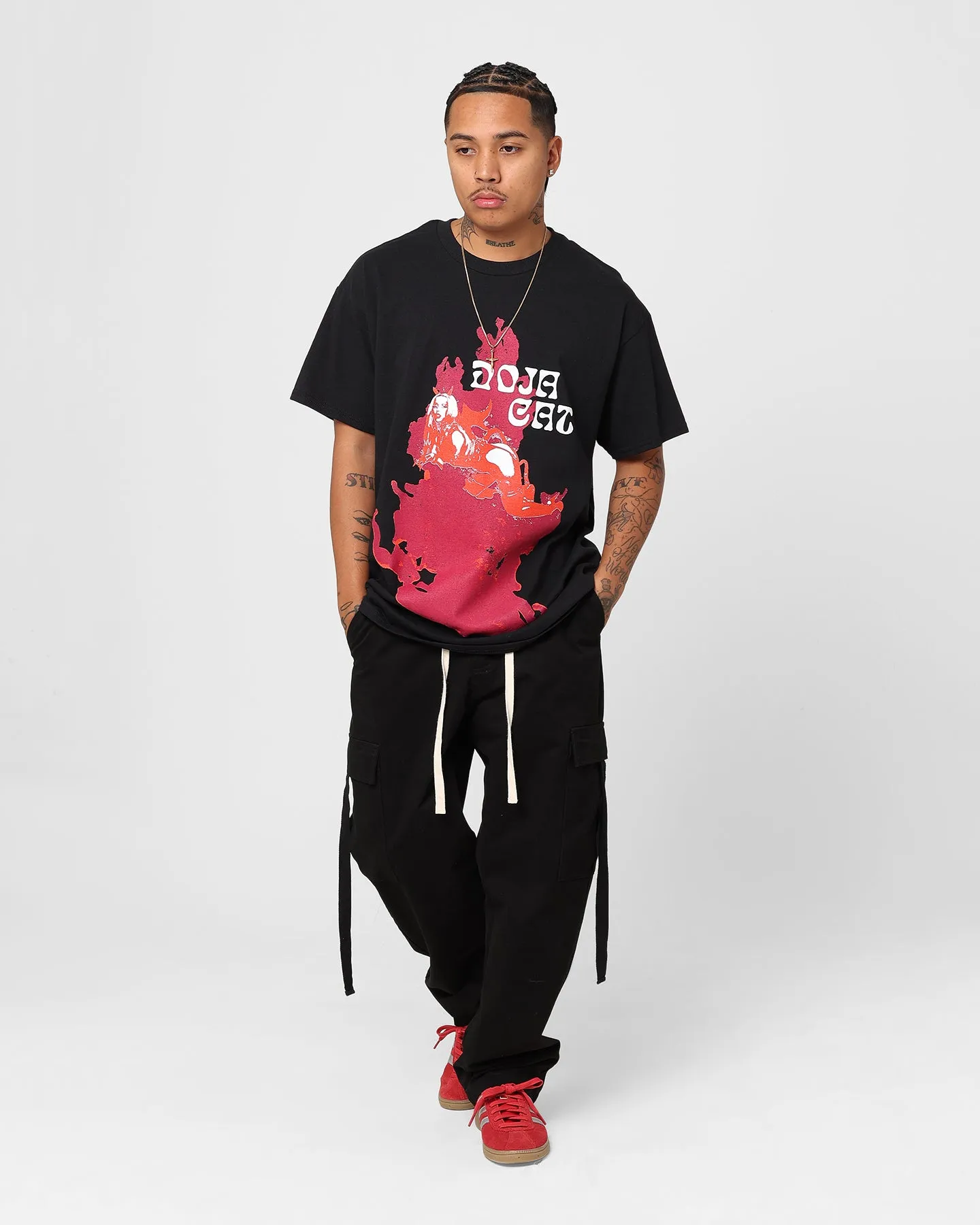 Doja Cat Doja Cat Devil Jumbo Print T-Shirt Black Stone Wash Process Timeless Appeal