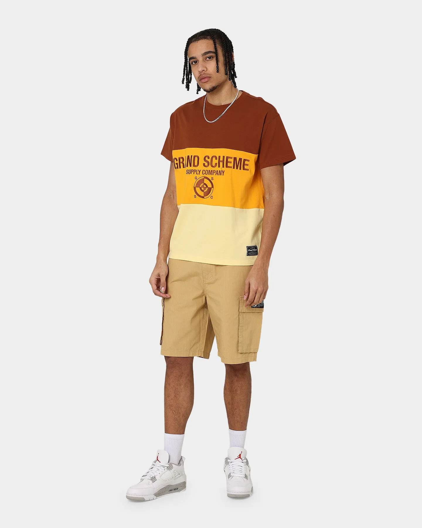 Easy Wear Look Grand Scheme Colour Block T-Shirt Brown/Yellow