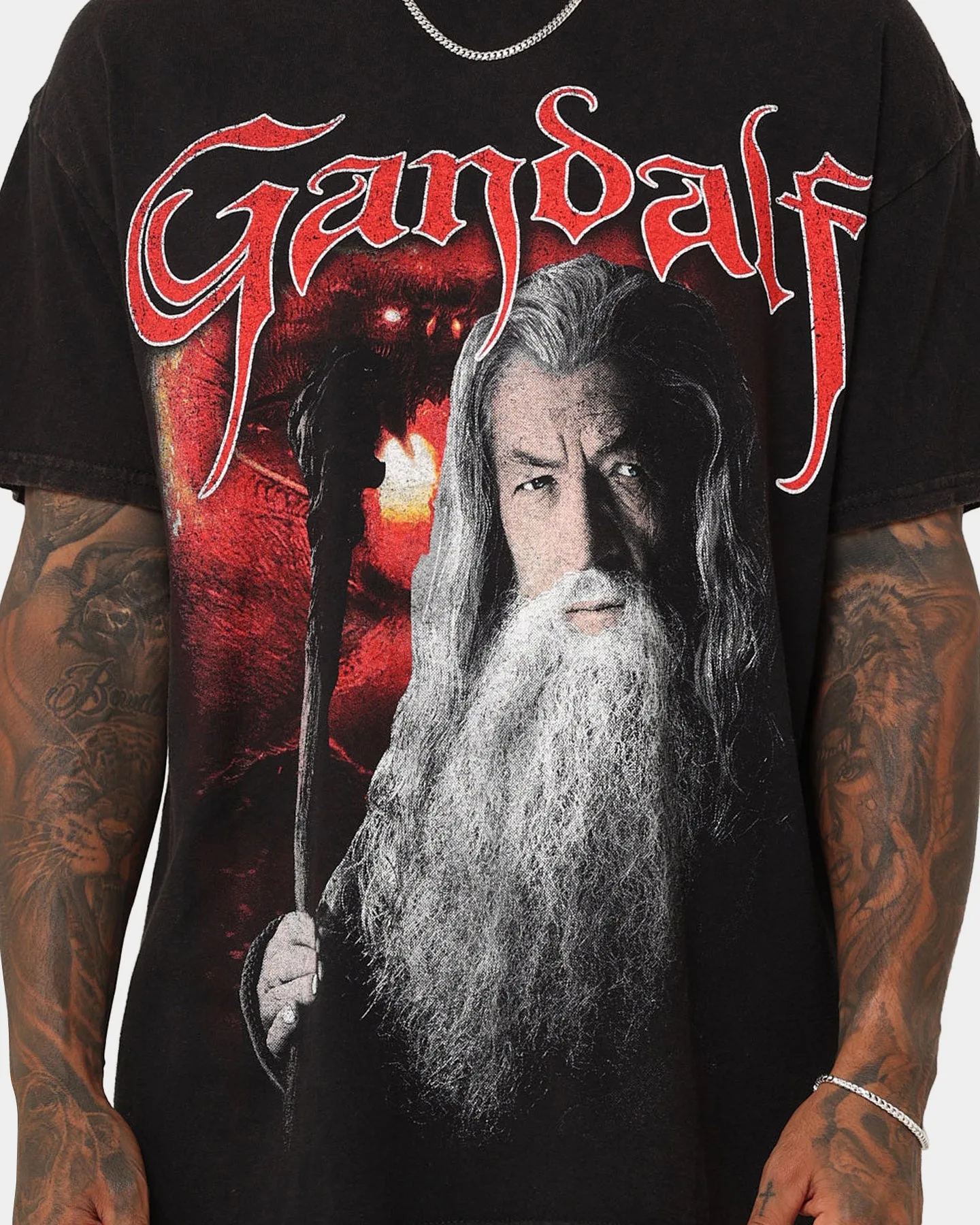 American Thrift X The Lord Of The Rings Gandalf Vintage T-Shirt Black Wash Yoga class Smart Fit