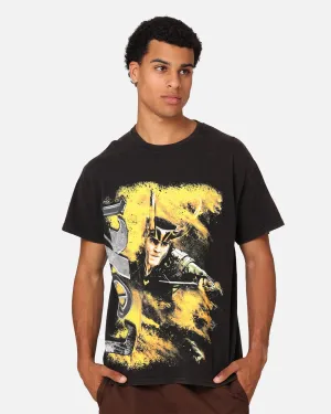 Glossy Look Chic Vibe Marvel Loki Series Vintage T-Shirt Black Wash