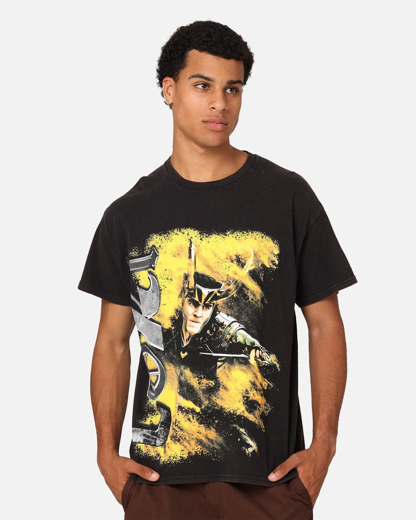 Glossy Look Chic Vibe Marvel Loki Series Vintage T-Shirt Black Wash